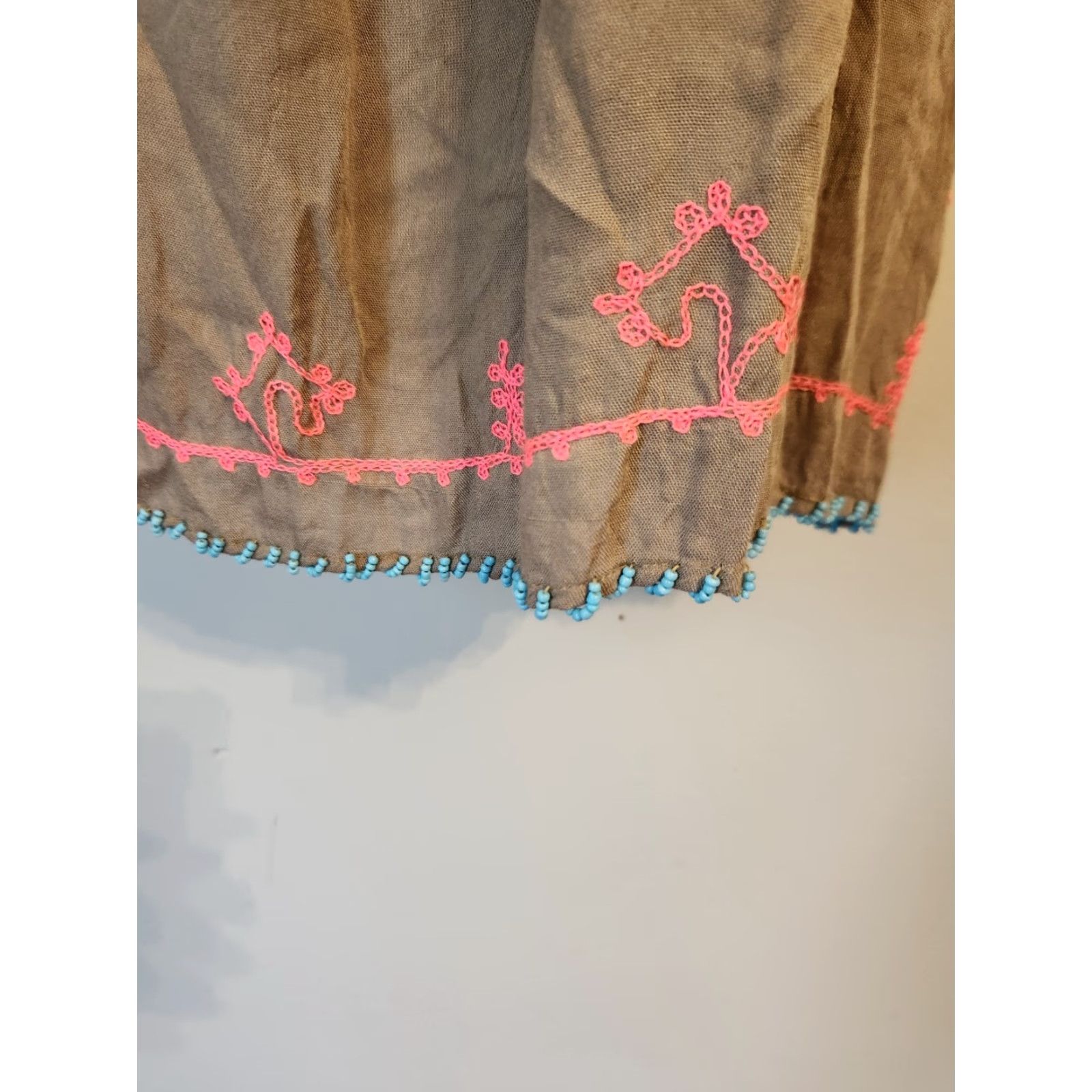 Bell Lagaci Gray Bell Sleeve Beaded Embroidered Cover Up Top M Women Bohemian Hippie Round Neck 3/4 Sleeve Casual Travel Rayon Hand Wash Only Size M / US 6-8 / IT 42-44 - 4 Thumbnail