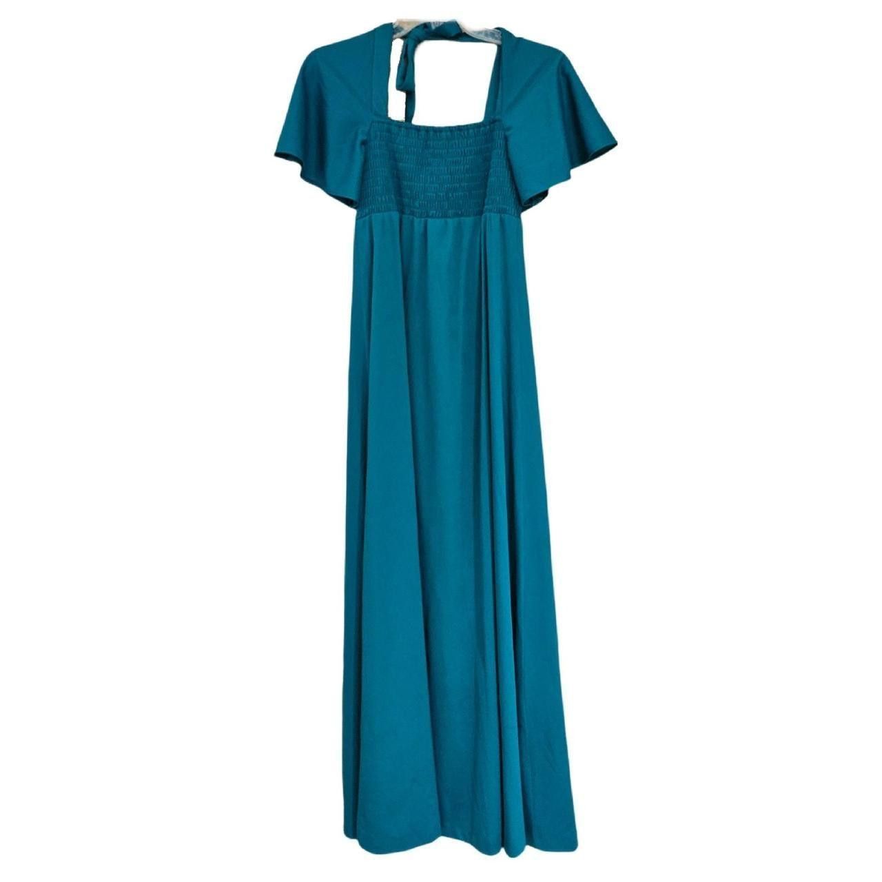 Vintage 70s boho western green empire waist maxi halter dress Size M / US 6-8 / IT 42-44 - 4 Thumbnail