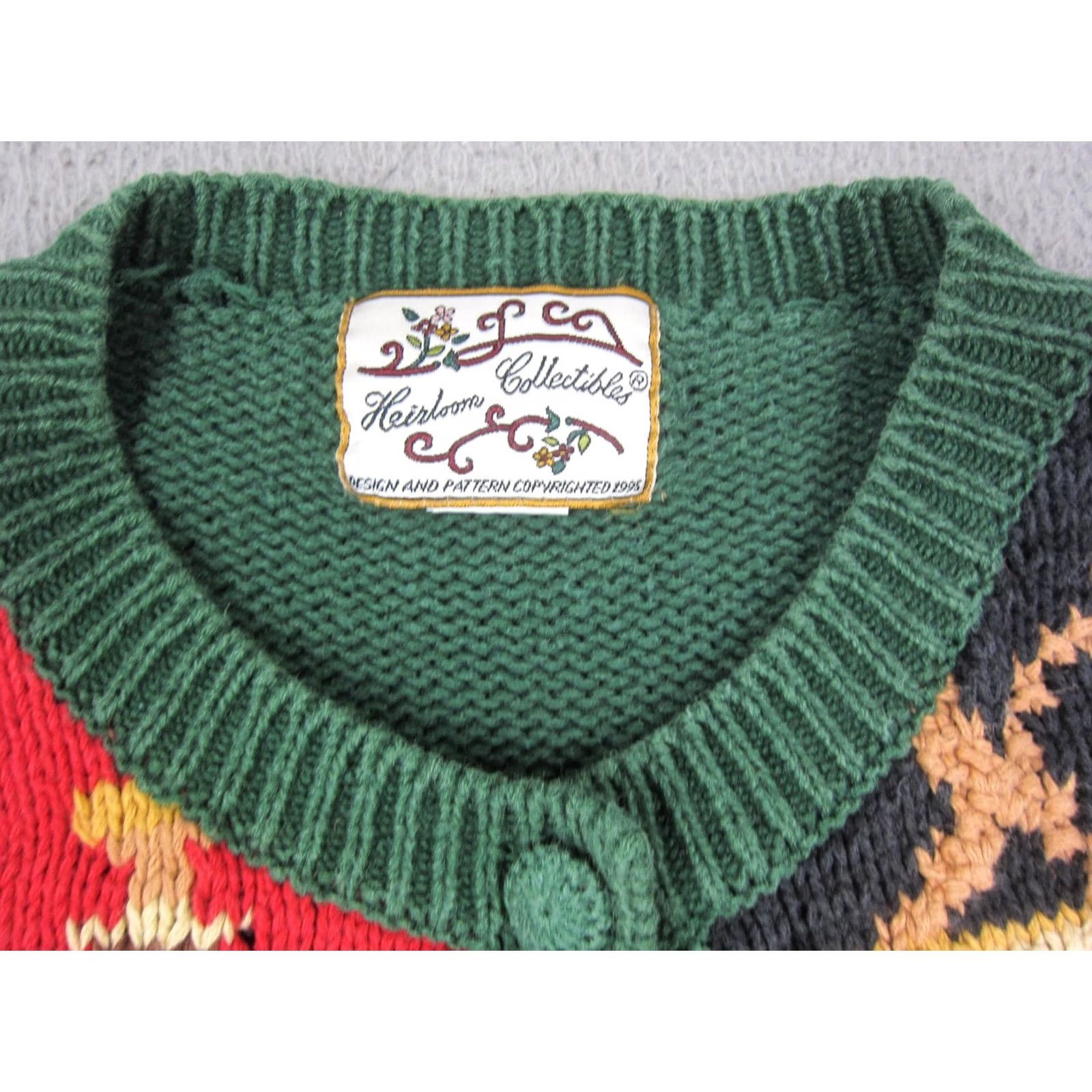 Vintage VINTAGE Heirloom Collectibles Cardigan Womens M Green Christmas Holiday 90s Sweater Size M / US 6-8 / IT 42-44 - 4 Thumbnail