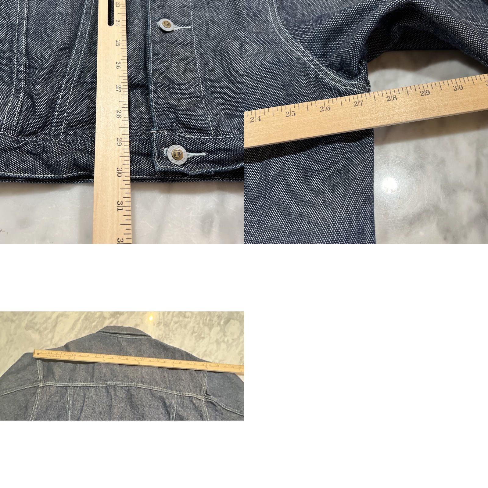 Vintage Factor International Denim Jean Jacket Men’s 2XL Button Up Cotton Mid Length Blue Denim 90s Classic Motorcycle Pockets Mens Regular Jacket Size US 39 - 9 Thumbnail
