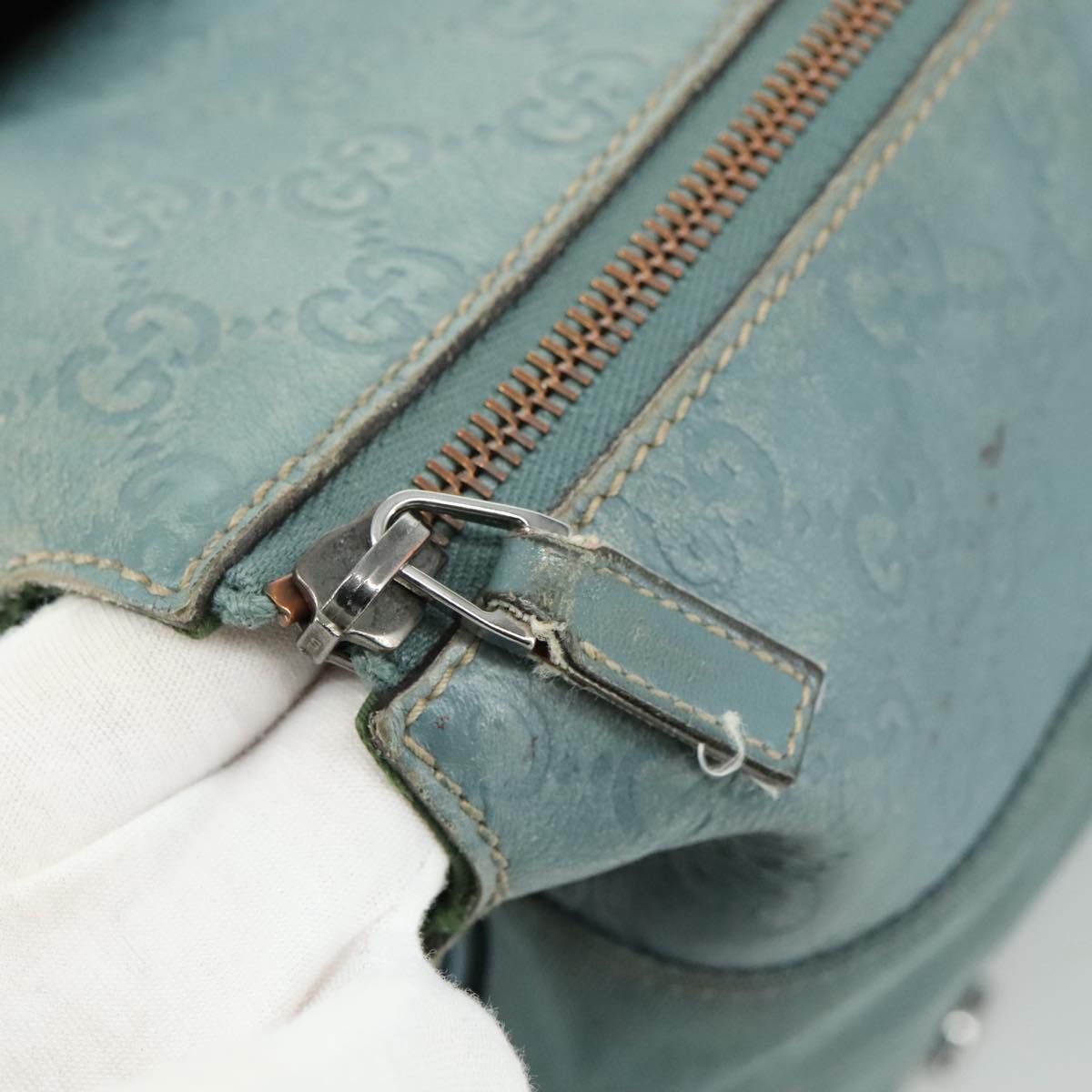 Gucci GUCCI GG Canvas Guccissima Shoulder Bag Turquoise Blue Size ONE SIZE - 10 Thumbnail