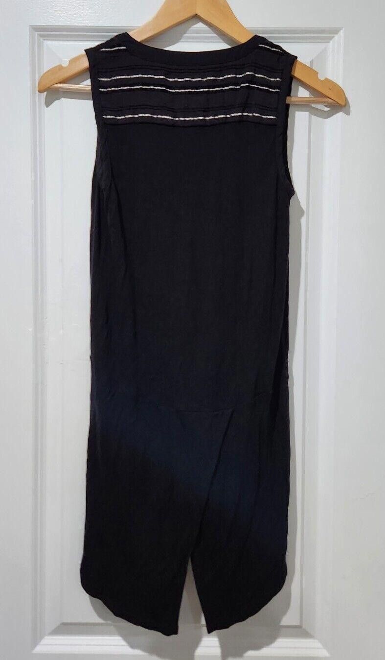 Designer Anthropologie Deletta Top Extra Small Black V Neck High Low Size XS / US 0-2 / IT 36-38 - 7 Thumbnail