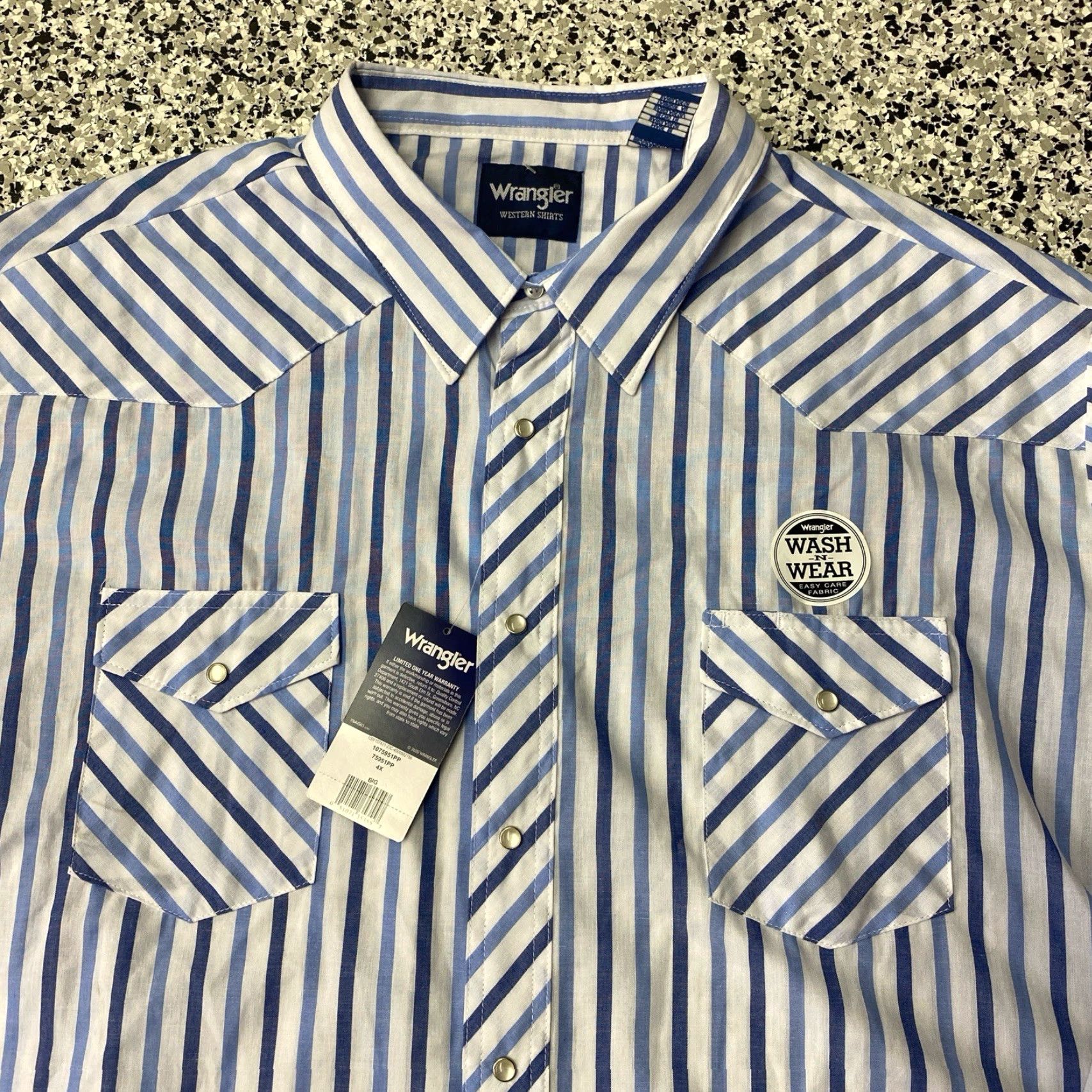 Wrangler VINTAGE Wrangler Blue Stripe Pearl Snap Western Shirt Men's 4XL NWT Size US XXL / EU 58 / 5 - 2 Thumbnail