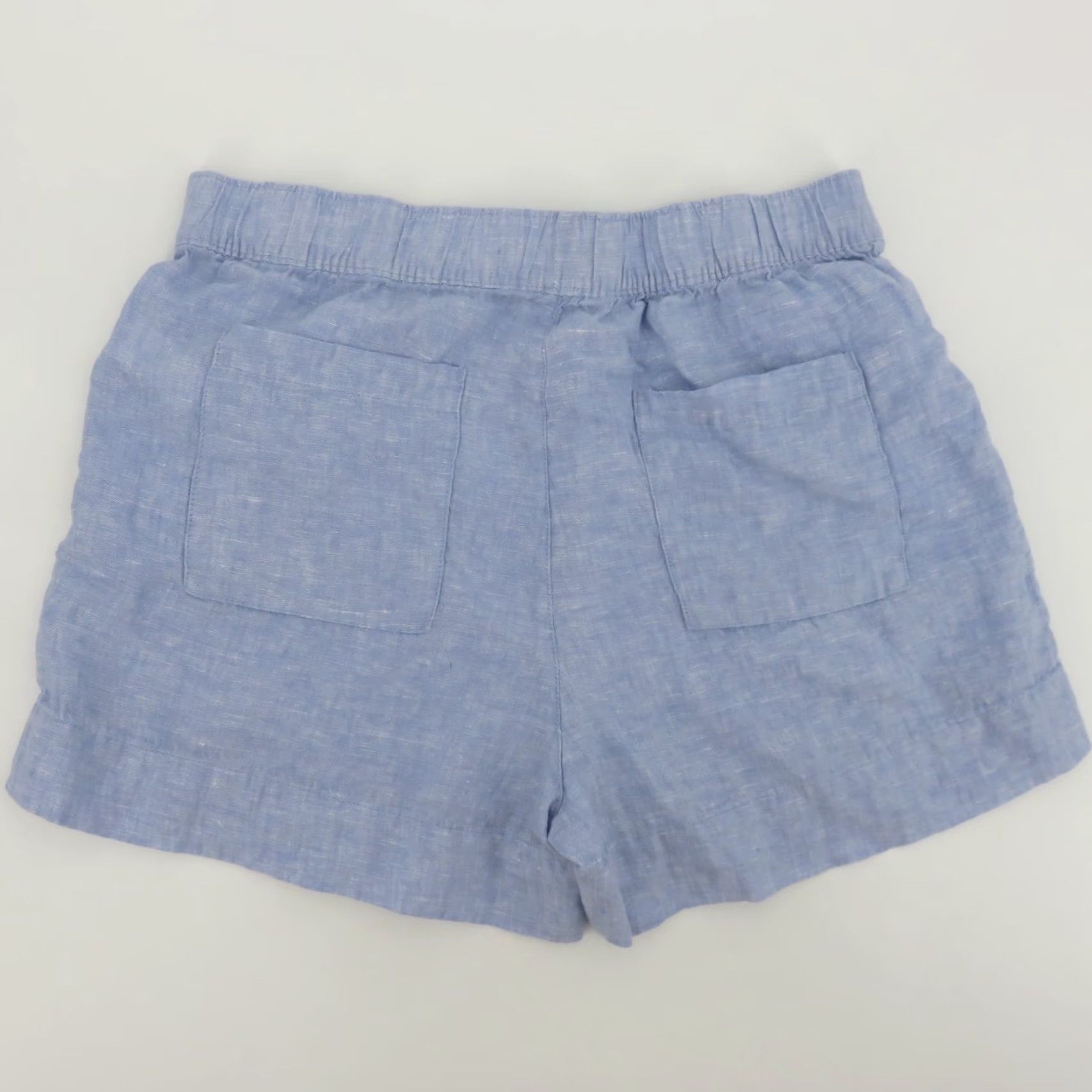 Vintage C&C California Women Large Blue Linen Shorts Stretch Waist Pockets Chino Casual Flat Front Pull On Size 36" / US 14 / IT 50 - 3 Thumbnail