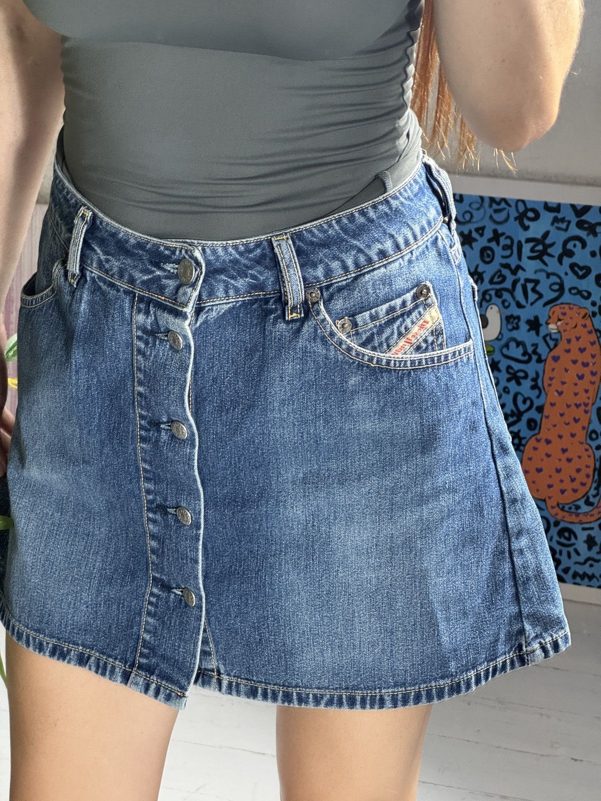 Diesel VINTAGE DIESEL WITH BUTTONS MINI DENIM SKIRT Size 29" - 2 Thumbnail