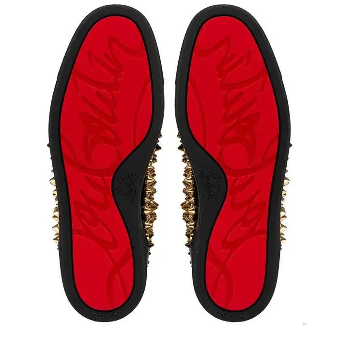 Christian Louboutin o1s1wg111224 Louis Spikes N Flat in Black/Golden Size US 9 / EU 42 - 4 Thumbnail