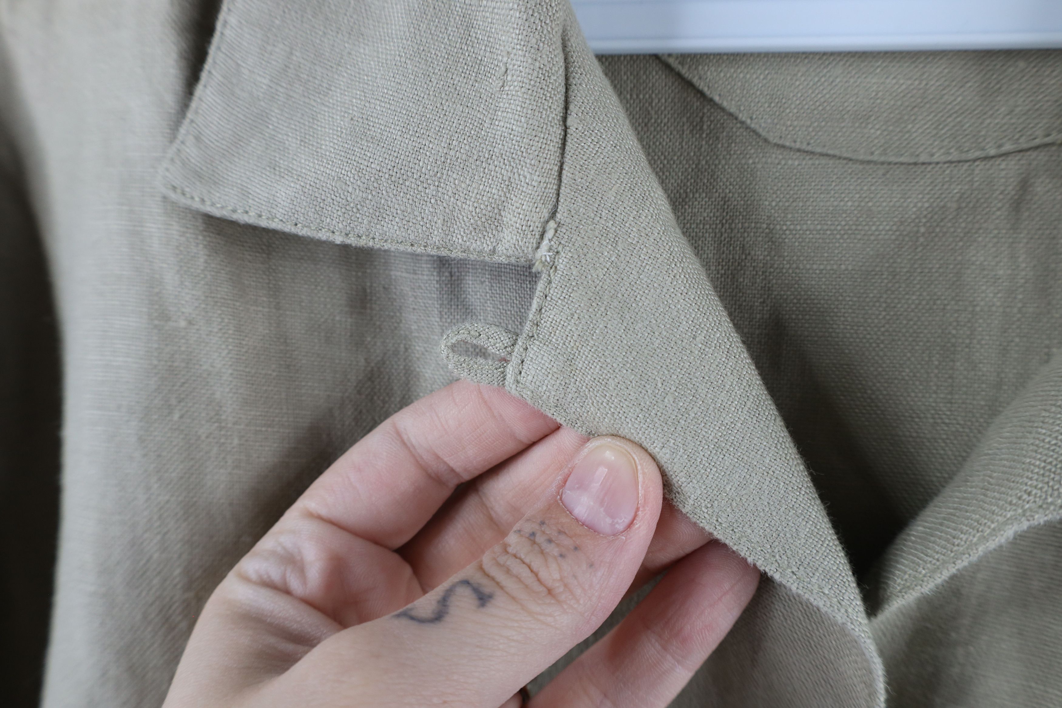 Esprit × Vintage Vintage 90s Esprit Linen Looped Collar Button Shirt Beige Size M / US 6-8 / IT 42-44 - 6 Thumbnail