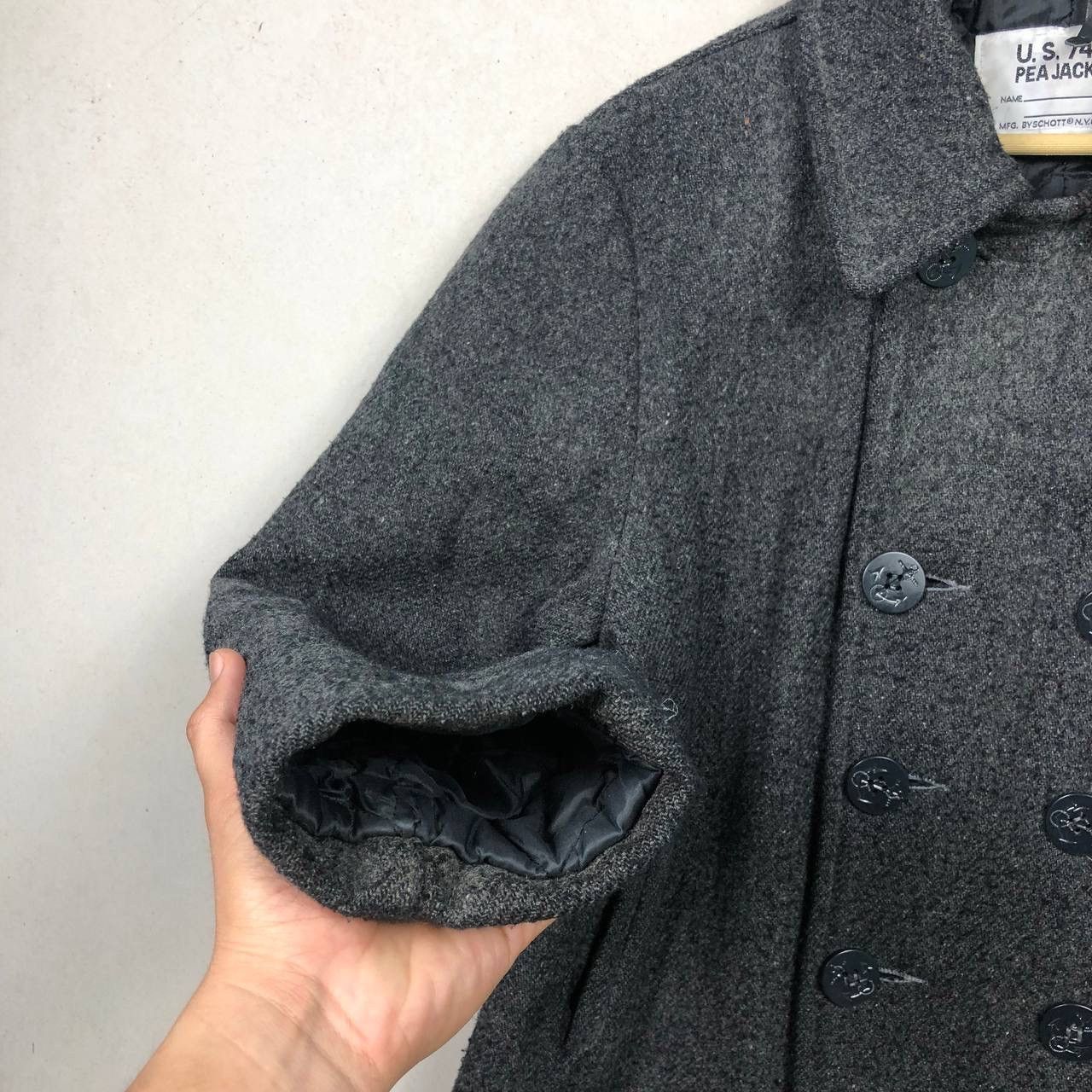 Schott Vintage 80s Schott US 740N Wool Coat Pea Jacket Car Coat Size US M / EU 48-50 / 2 - 6 Thumbnail