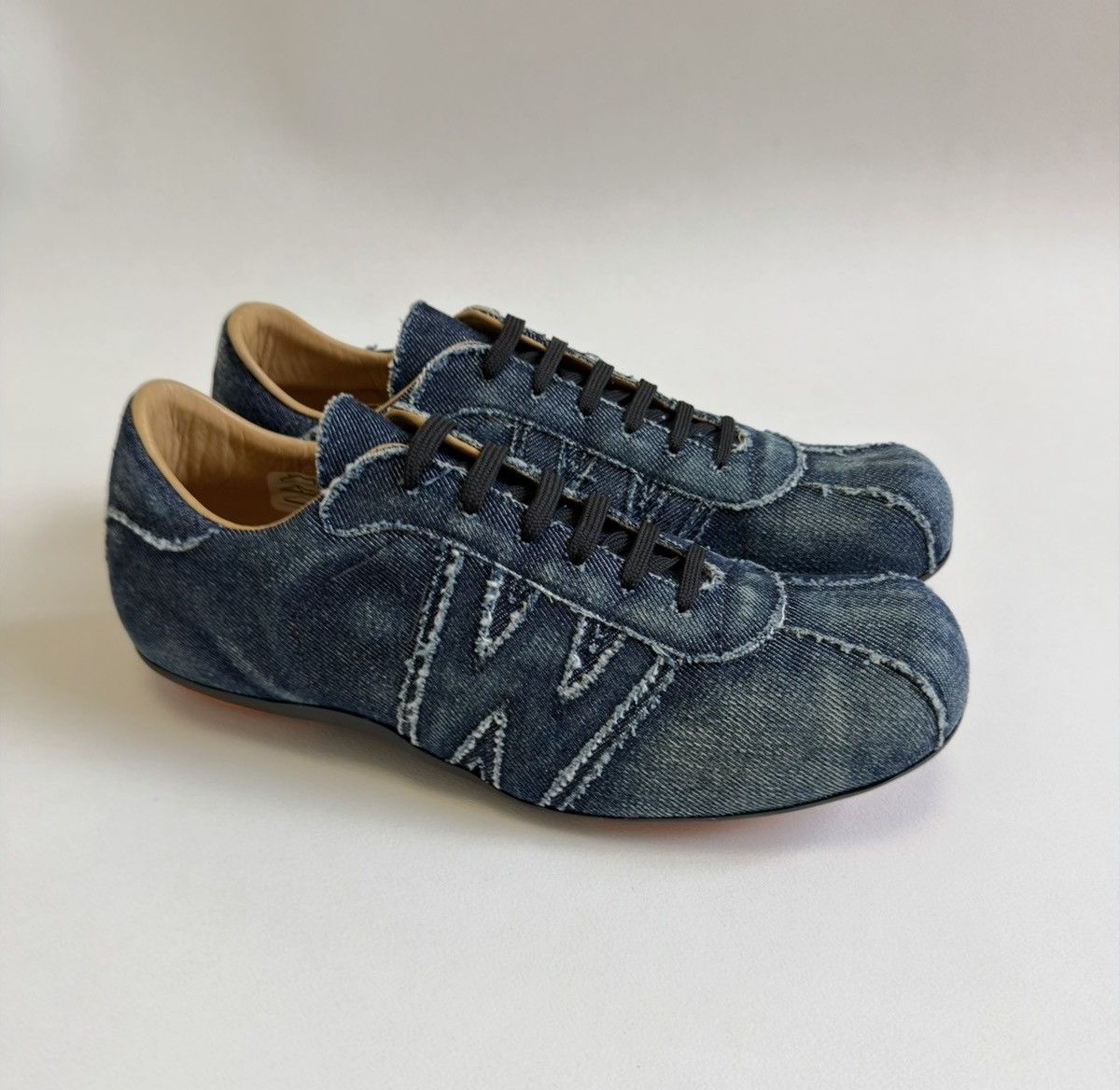 Walter Van Beirendonck 1990s Washed Blue Denim ‘W’ Sneakers Size US 10 / EU 43 - 2 Thumbnail