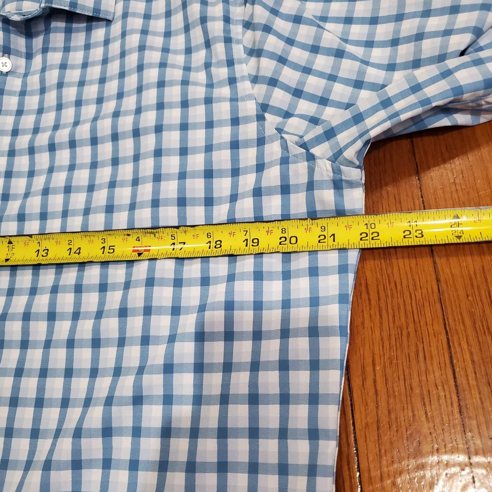 Mizzen+Main VINTAGE not applicable, so: Mizzen+Main Leeward Shirt Mens L Blue Gingham Trim Fit Performance 1WS-0950 Size US L / EU 52-54 / 3 - 6 Thumbnail