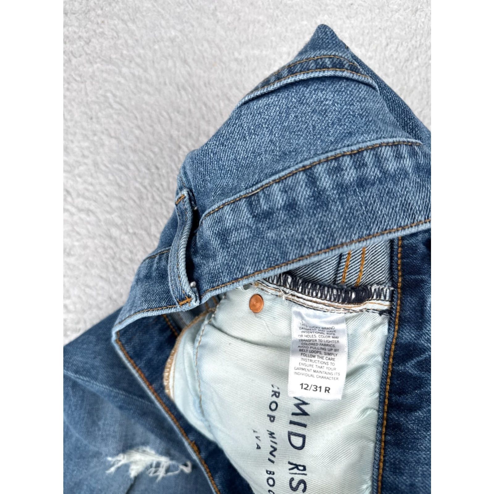Lucky Brand Lucky Brand Jeans Womens 12 Blue Denim Crop High Rise Distressed Cotton 31x22 Size 34" / US 12 / IT 48 - 7 Thumbnail