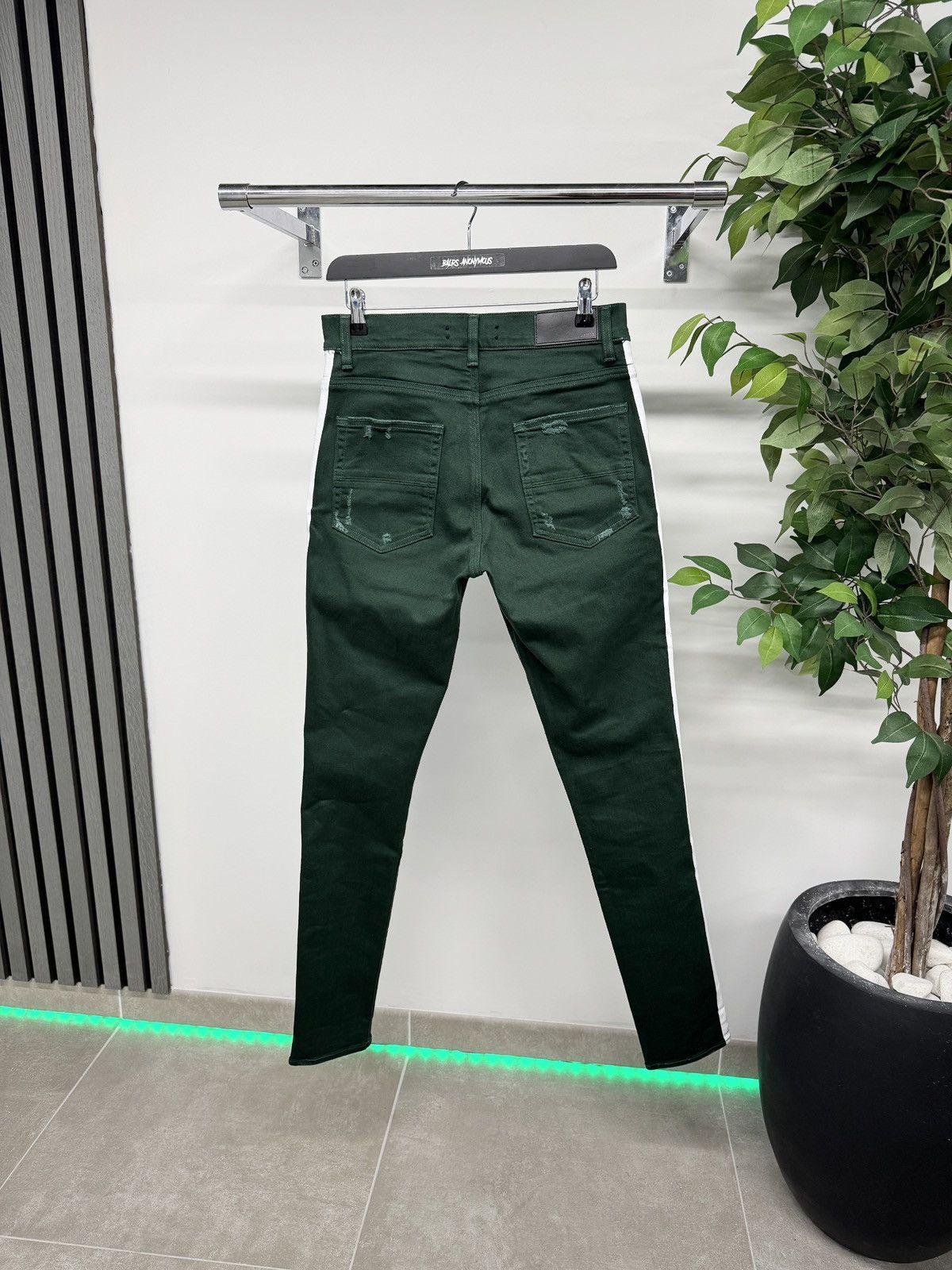 Amiri Amiri Track Stack Striped Skinny Fit Jeans In Green RRP £760 Size US 31 - 2 Thumbnail