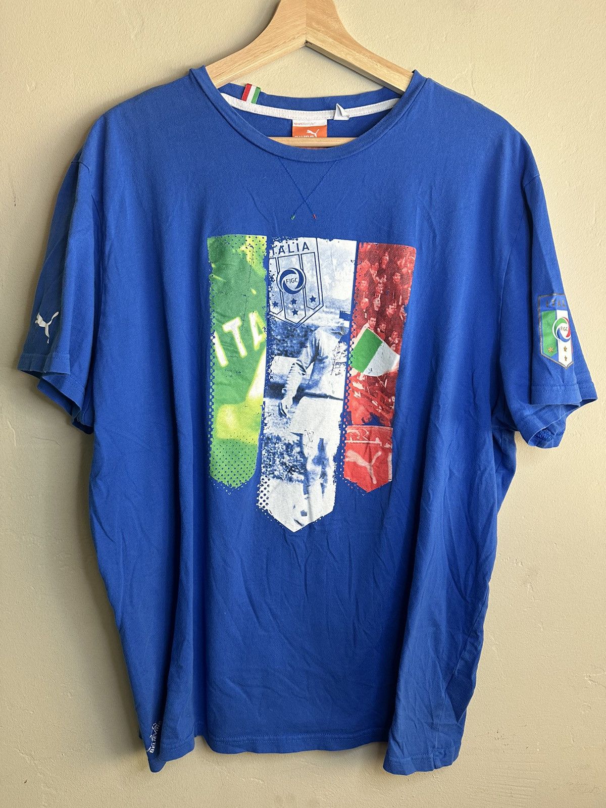 image of Fifa World Cup x Puma Vintage Puma Italy Italia Soccer Fifa Team T-Shirt in Blue, Men's (Size XL)