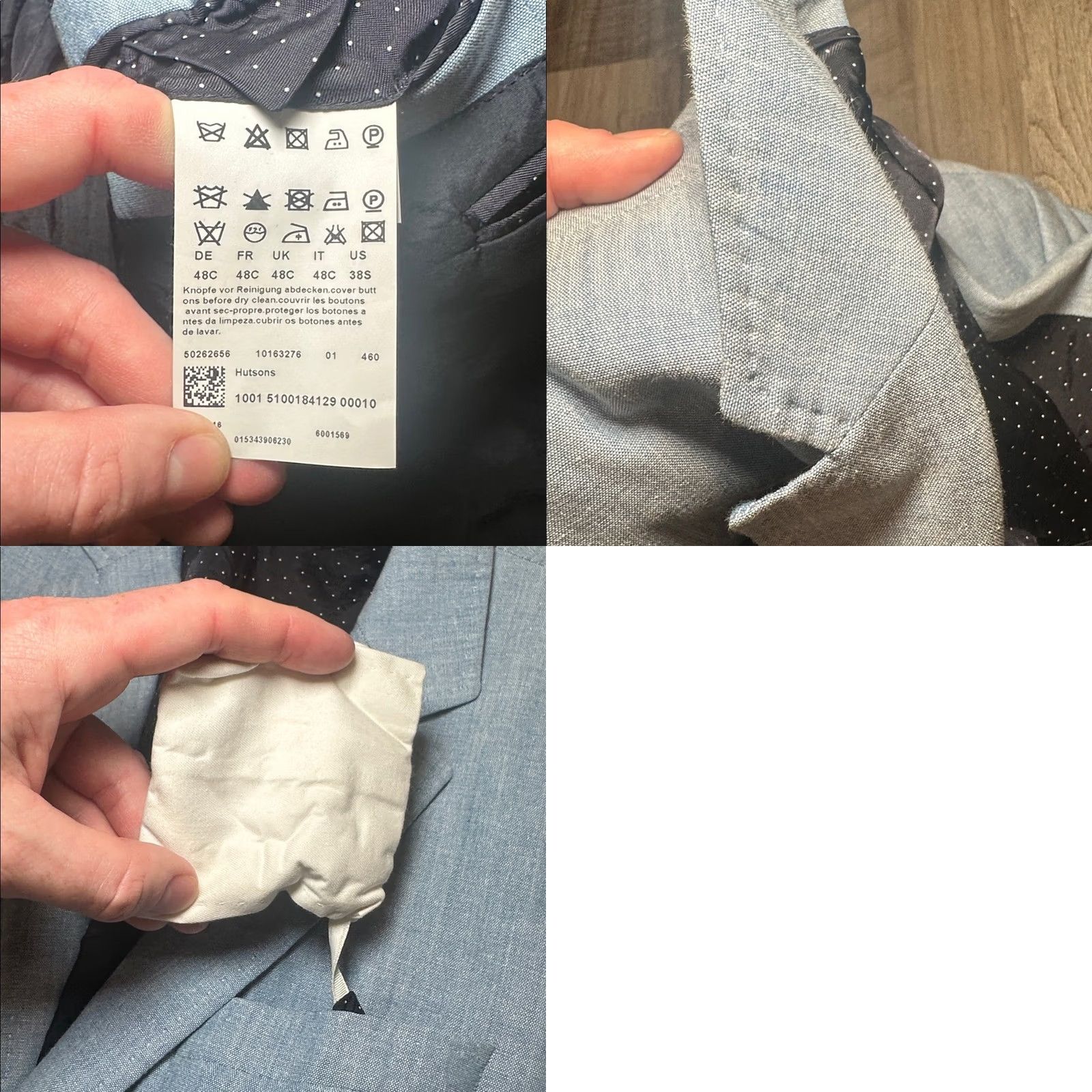Vintage Boss Hutsons Cotton Wool Blazer Sport Jacket - 38S Mens Blazer, Blue, 2 Piece, Regular, Preowned Size 38R - 8 Thumbnail