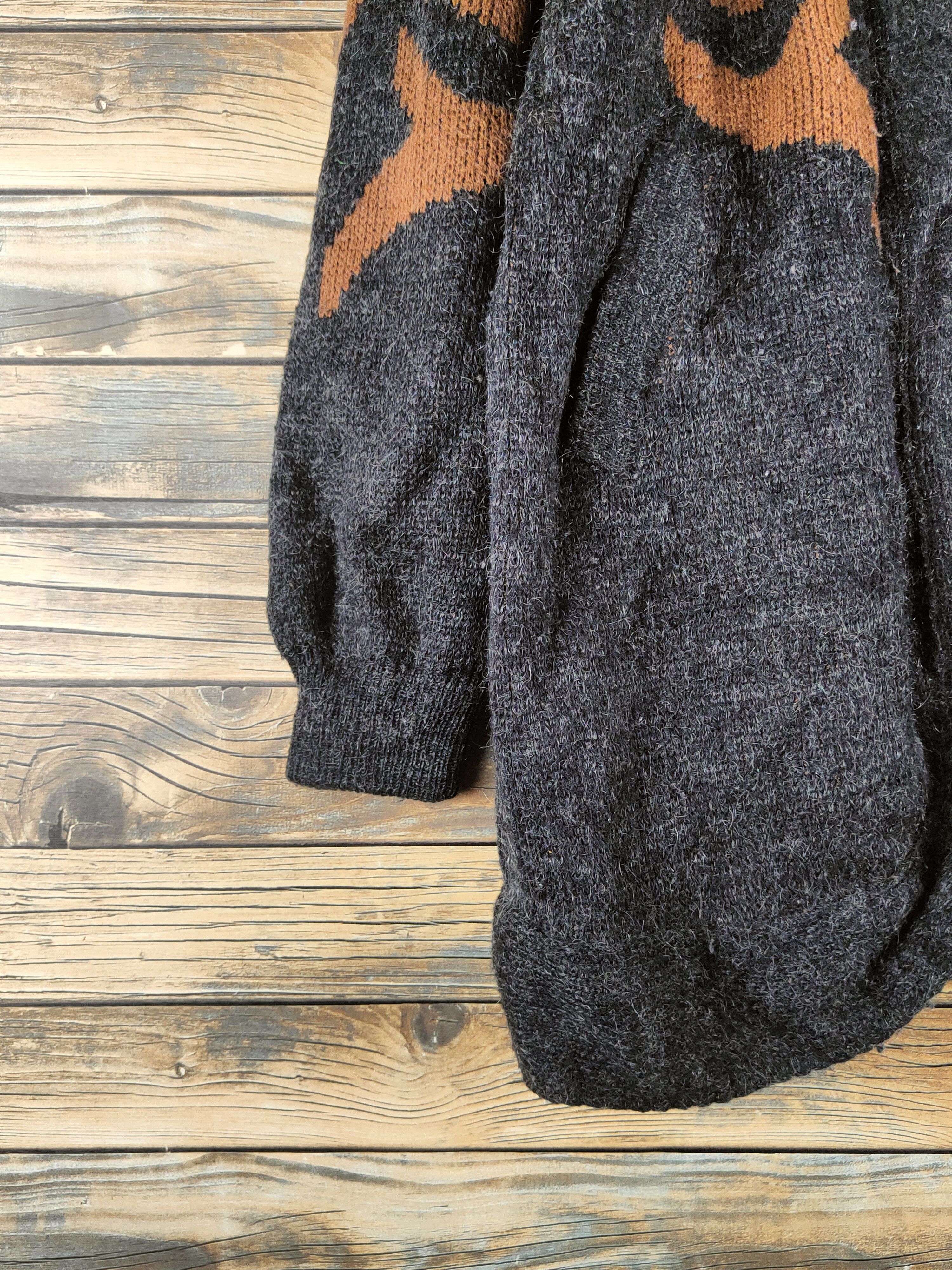 Japanese Brand DL Long Run Black Brown Knitwear Cardigans #46-426 Size L / US 10 / IT 46 - 4 Thumbnail