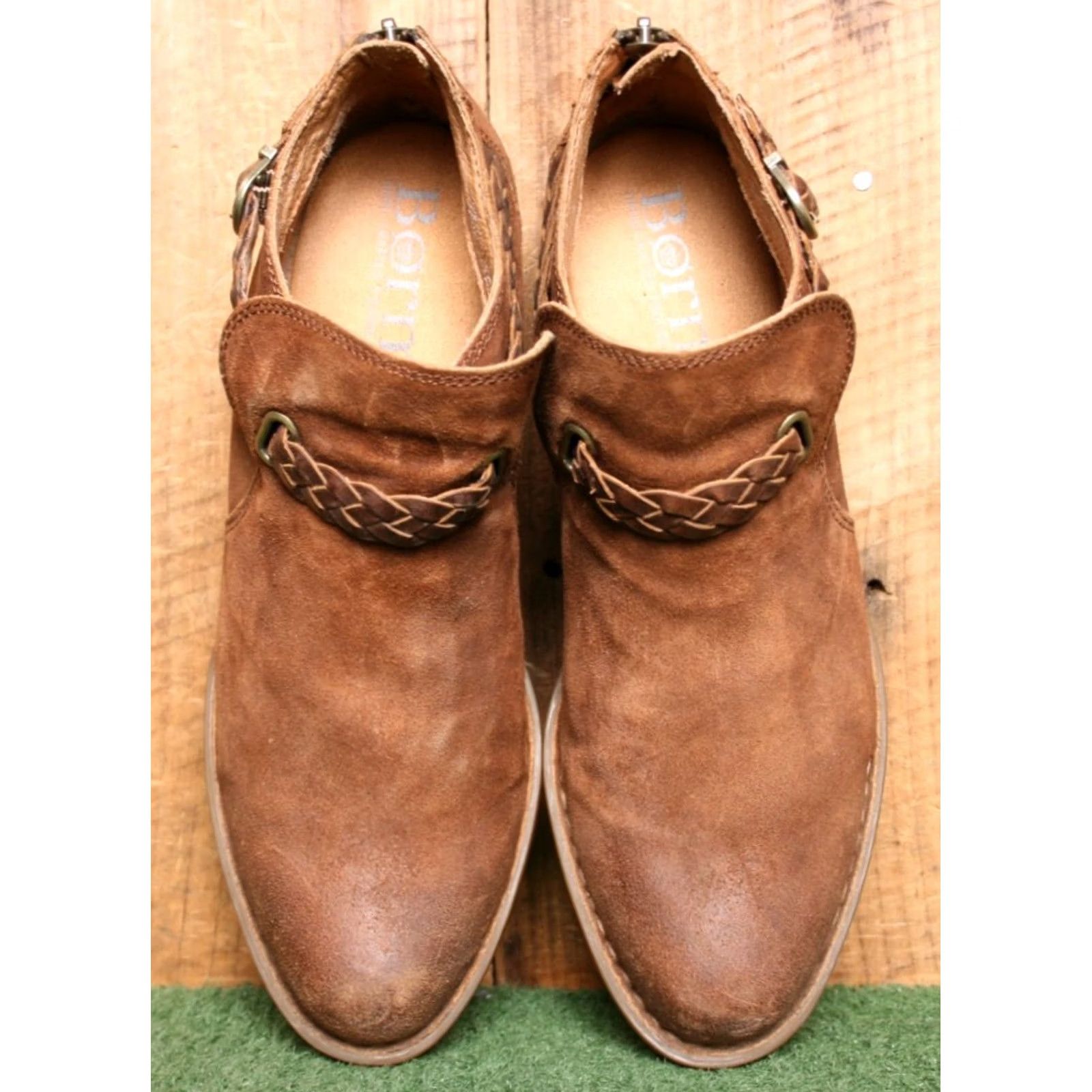 Born Børn Sylvia Burnished Suede Bootie Sz. 10M Brown Low Ankle Boots Block Heel Women Shoes Size US 10 / IT 40 - 5 Thumbnail