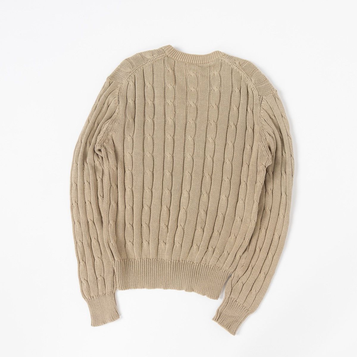 Other Redford Men Beige Cable Knit Sweater V-Neck Classic Pullover Size US M / EU 48-50 / 2 - 2 Thumbnail