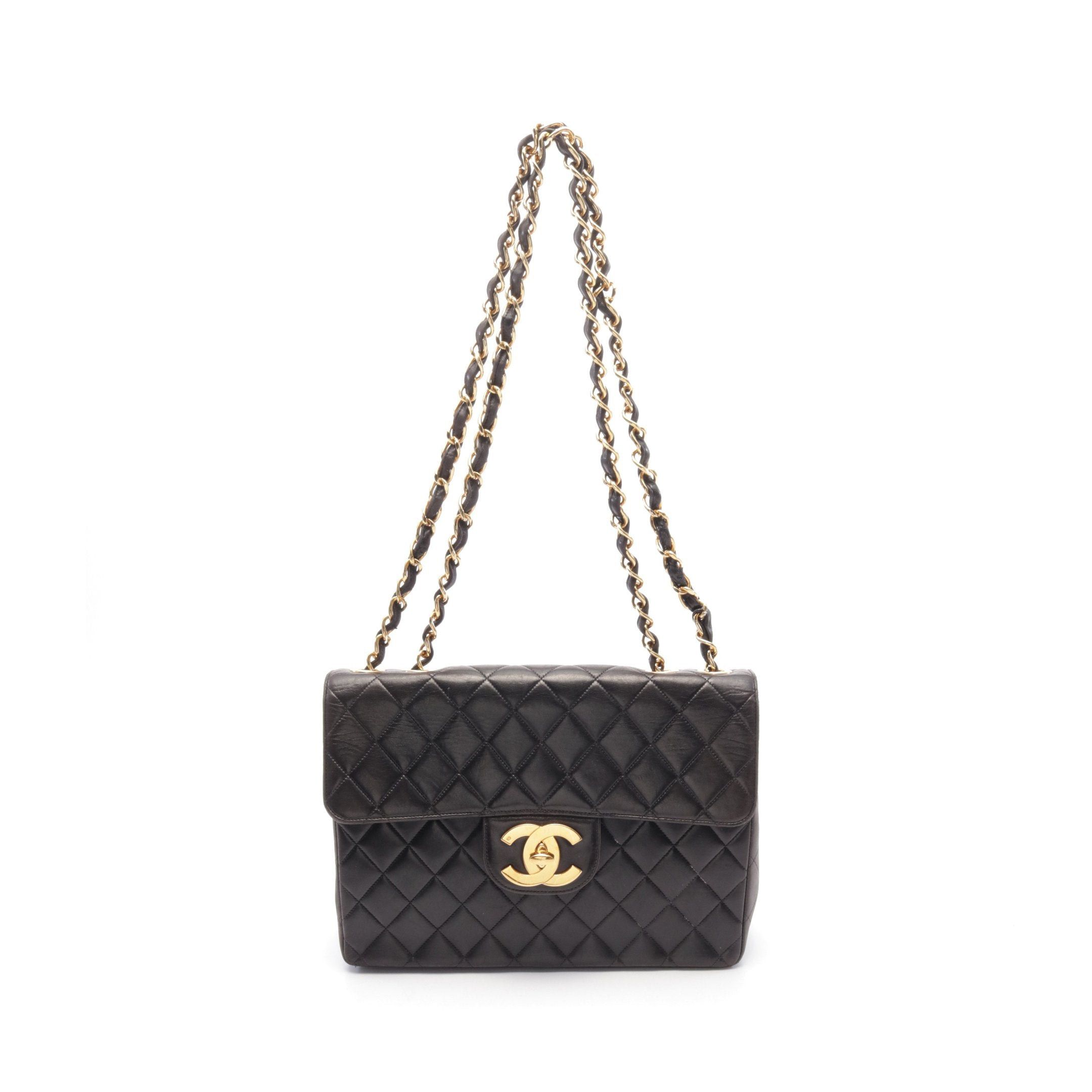 Chanel Chanel Decamatlassé 30 Classic Large Double Flap Chain Shoulder Bag Lambskin Black Gold Hardware Size ONE SIZE - 1 Thumbnail
