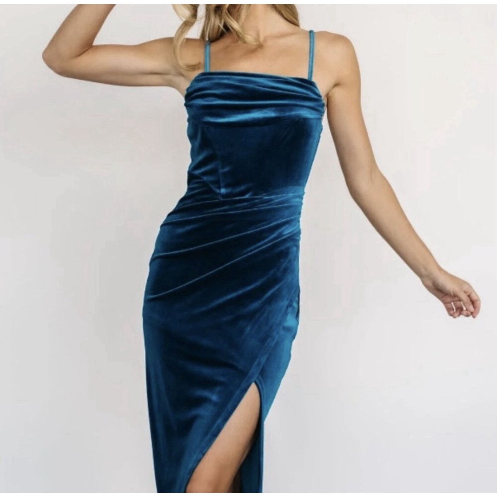 ruffled tulle dress Bexley Tulle Midi Dress — Dusty Blue Ruffles main image 1
