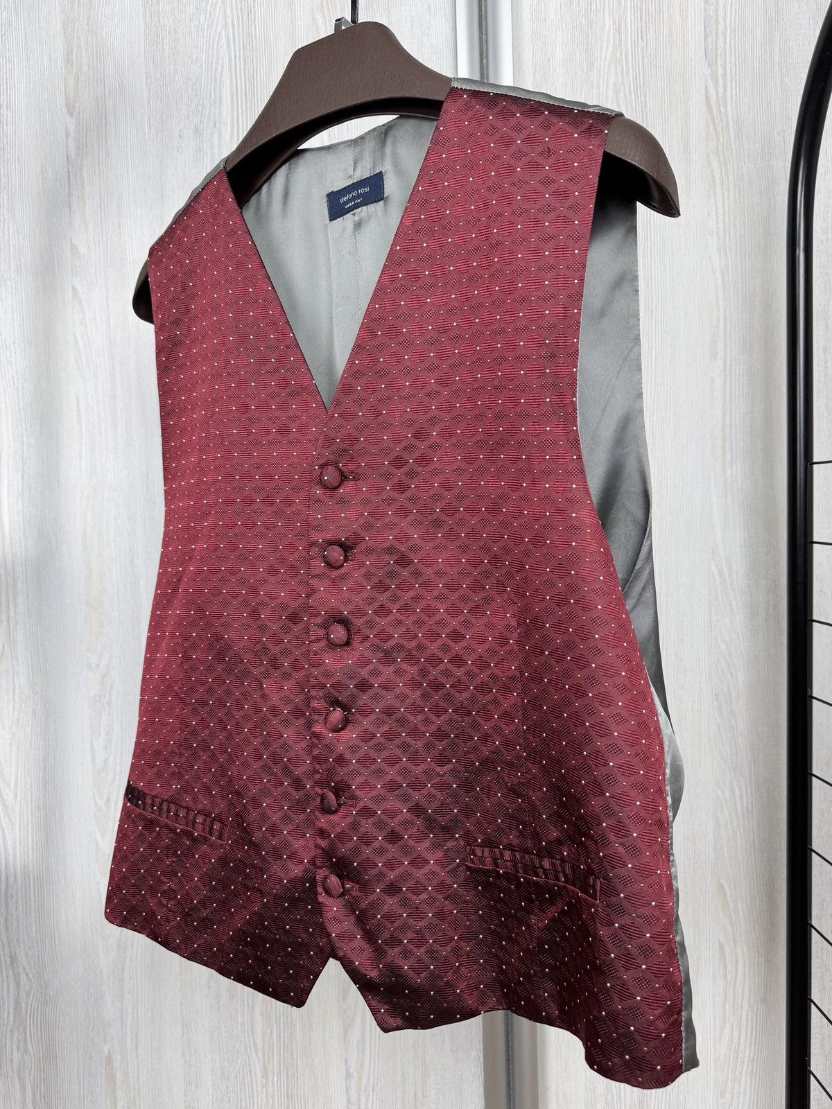 Stefano Ricci Stefano Rosi red silk pattern dot classic vest tailoring Size 42R - 4 Thumbnail