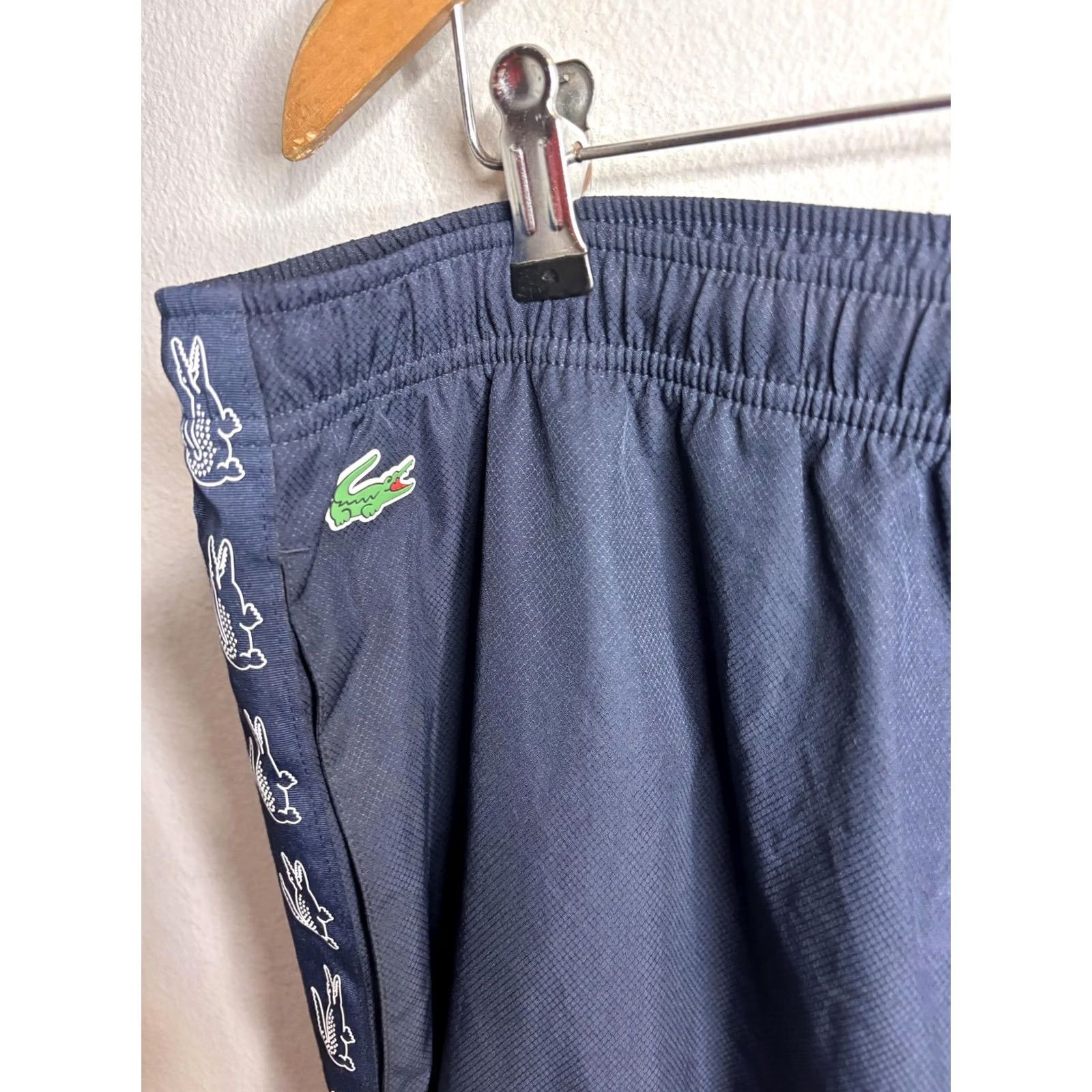 Vintage Lacoste Sport Pants Mens 3XL Blue Track Joggers Elastic Waist Logo Side Stripe Mens Size US 39 - 3 Thumbnail