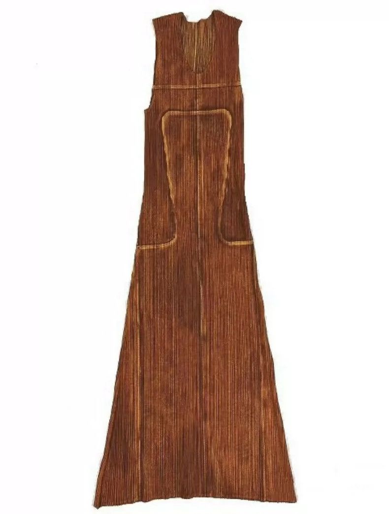 Pleats Please Issey Miyake Issey Miyake size:4 Brown retro denim patterned pleated dr Size M / US 6-8 / IT 42-44 - 1 Thumbnail