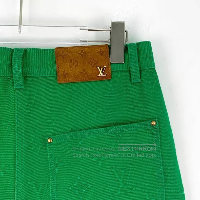 Louis Vuitton Louis Vuitton Green leather logo full print straight leg p Size US 30 / EU 46 - 5 Thumbnail