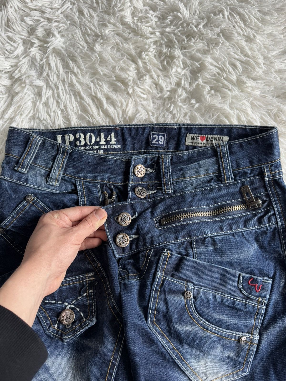 If Six Was Nine Japan Rag Crazy Utility Patchwork Washed Wide Denim Jeans Size US 29 - 8 Thumbnail