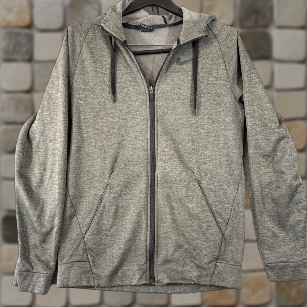 Nike Nike Dri Fit Hoodie Mens S Heather Gray Full Zip Fleece Lined Raglan Sleeve Logo Size US S / EU 44-46 / 1 - 1 Thumbnail