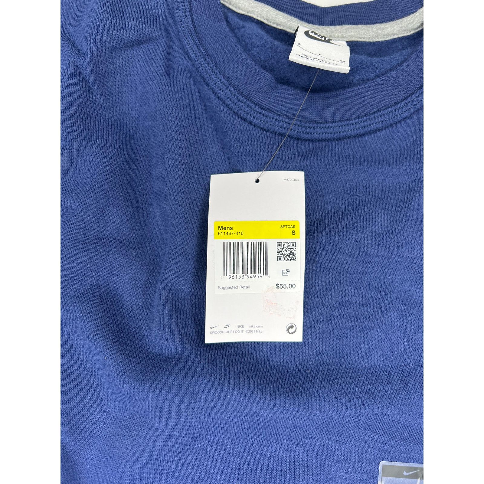 Nike Nike Solo Swoosh Sweatshirt Blue Brushed Fleece Crewneck Size US S / EU 44-46 / 1 - 4 Thumbnail