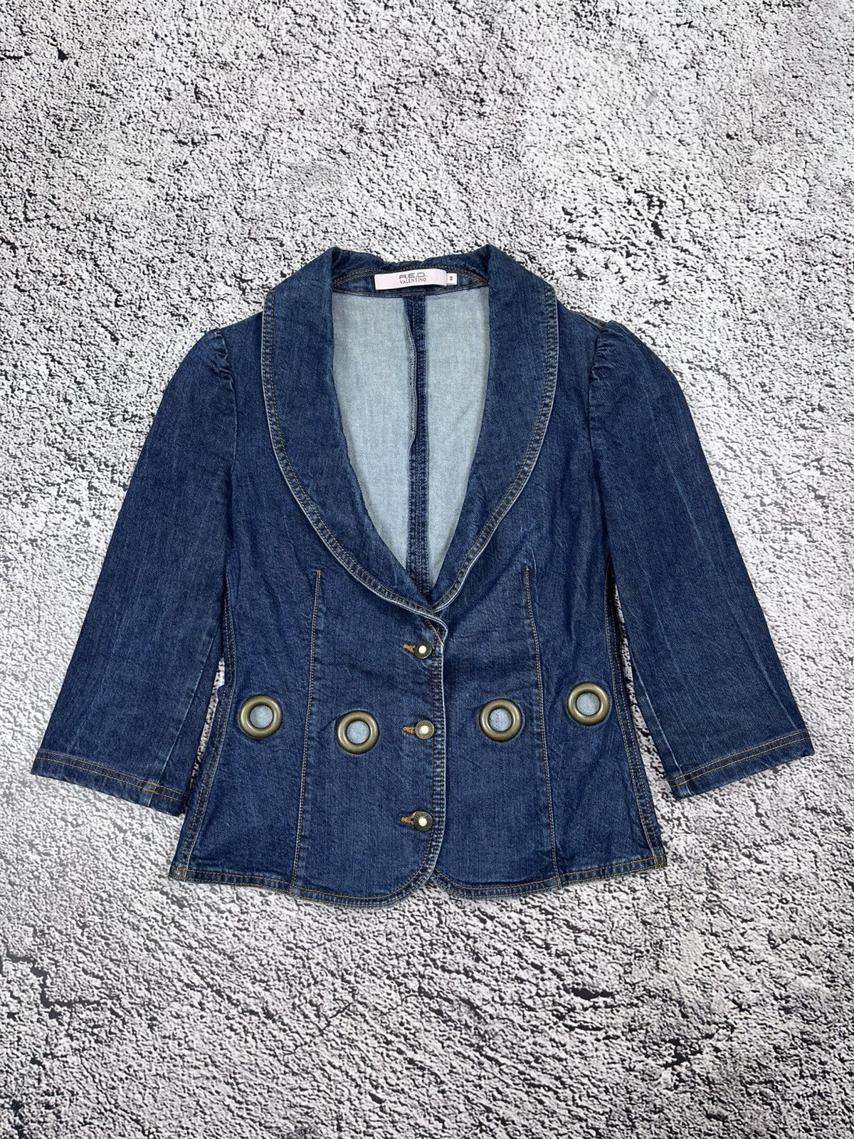 Valentino Red Valentino Y2K Cropped Denim Blazer Boho Glamour Vintage Size M / US 6-8 / IT 42-44 - 1 Thumbnail