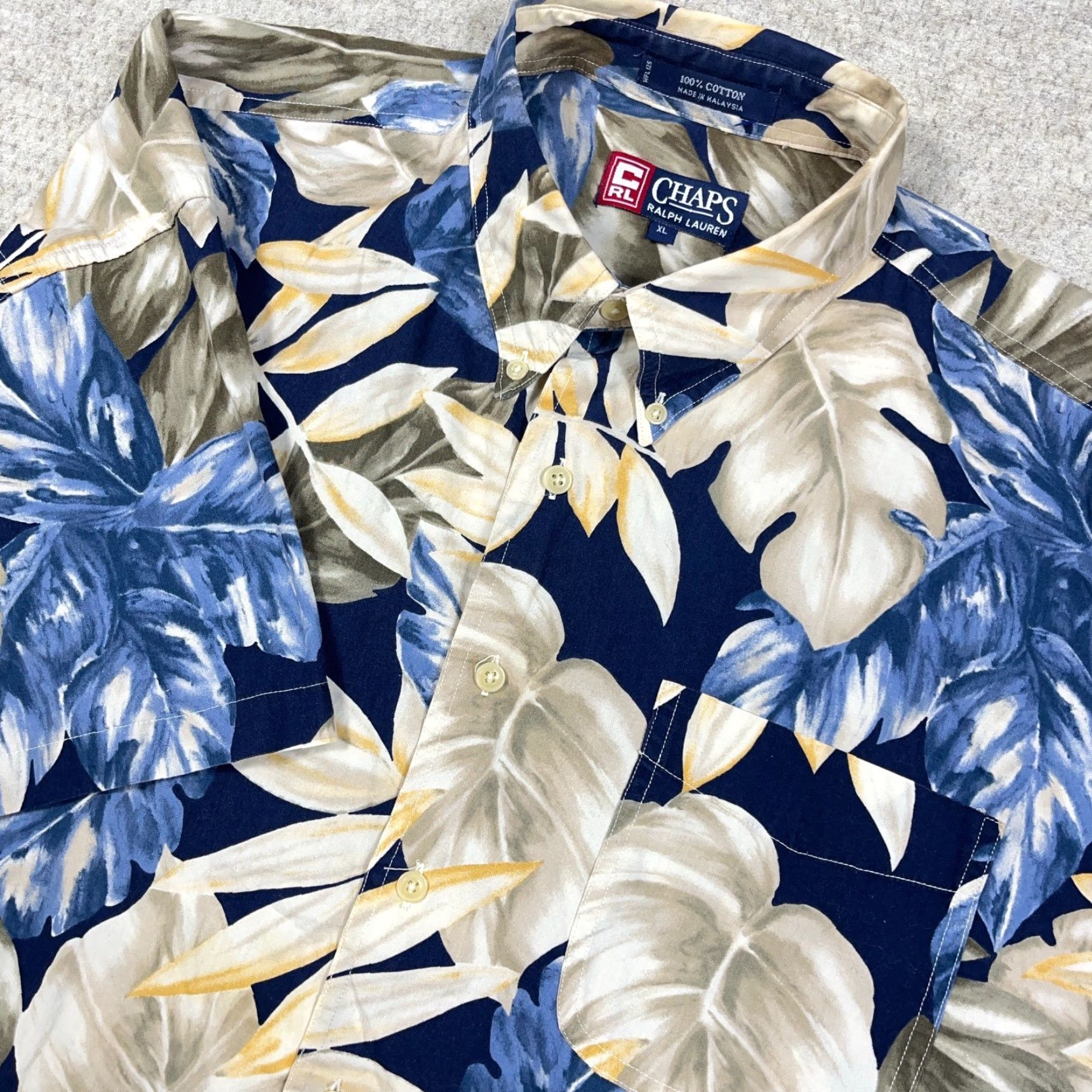 Chaps VINTAGE Chaps Shirt Men XL Blue Floral Hawaiian Button Up 90s Beach Size US XL / EU 56 / 4 - 3 Thumbnail