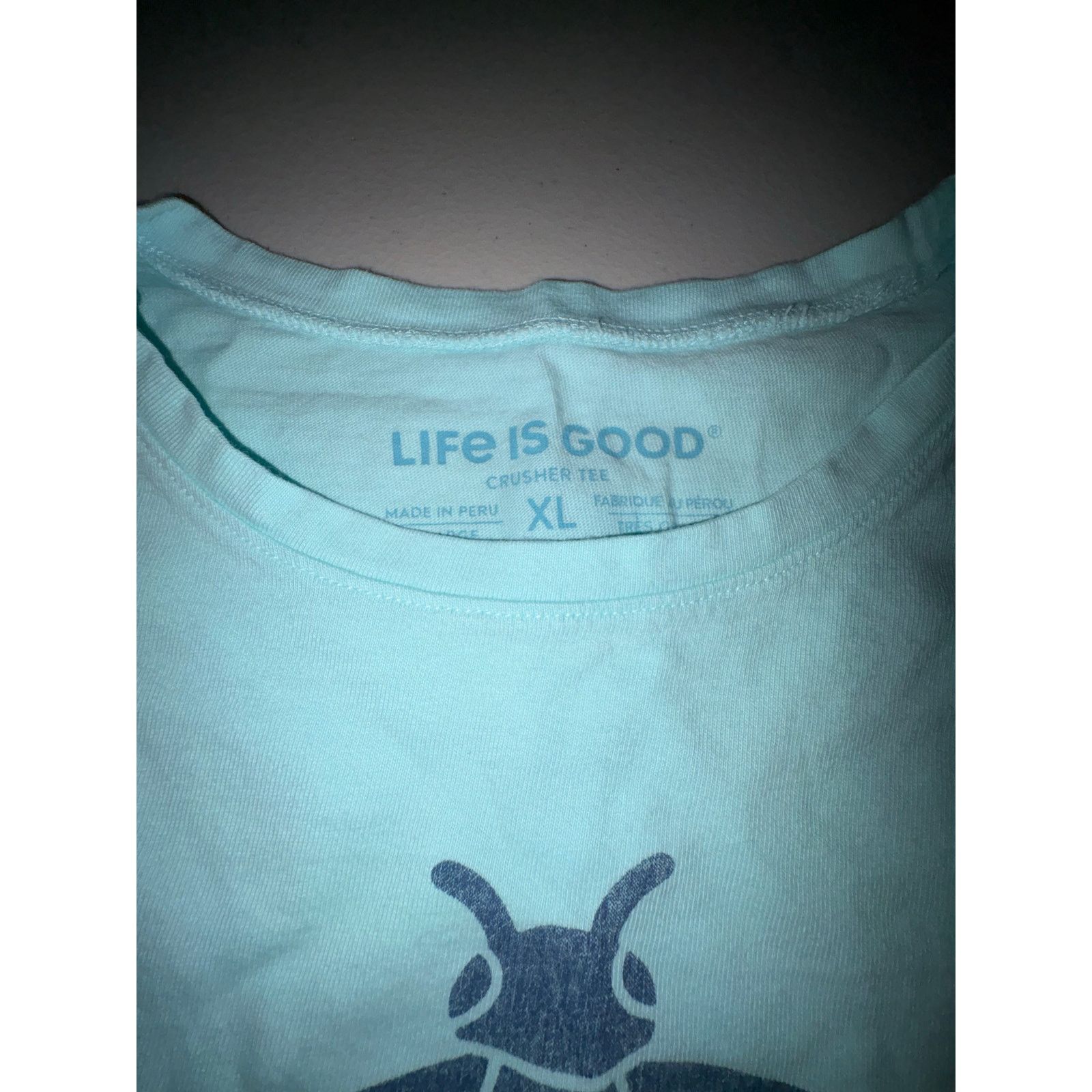 Life is Good Life Is Good Womens XL Aqua Positive Bee Short Sleeve Shirt Size XL / US 12-14 / IT 48-50 - 3 Thumbnail