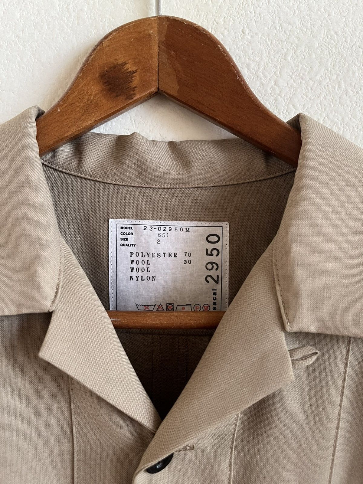 Sacai Sacai Tan Pleated Shirt Size US M / EU 48-50 / 2 - 3 Thumbnail