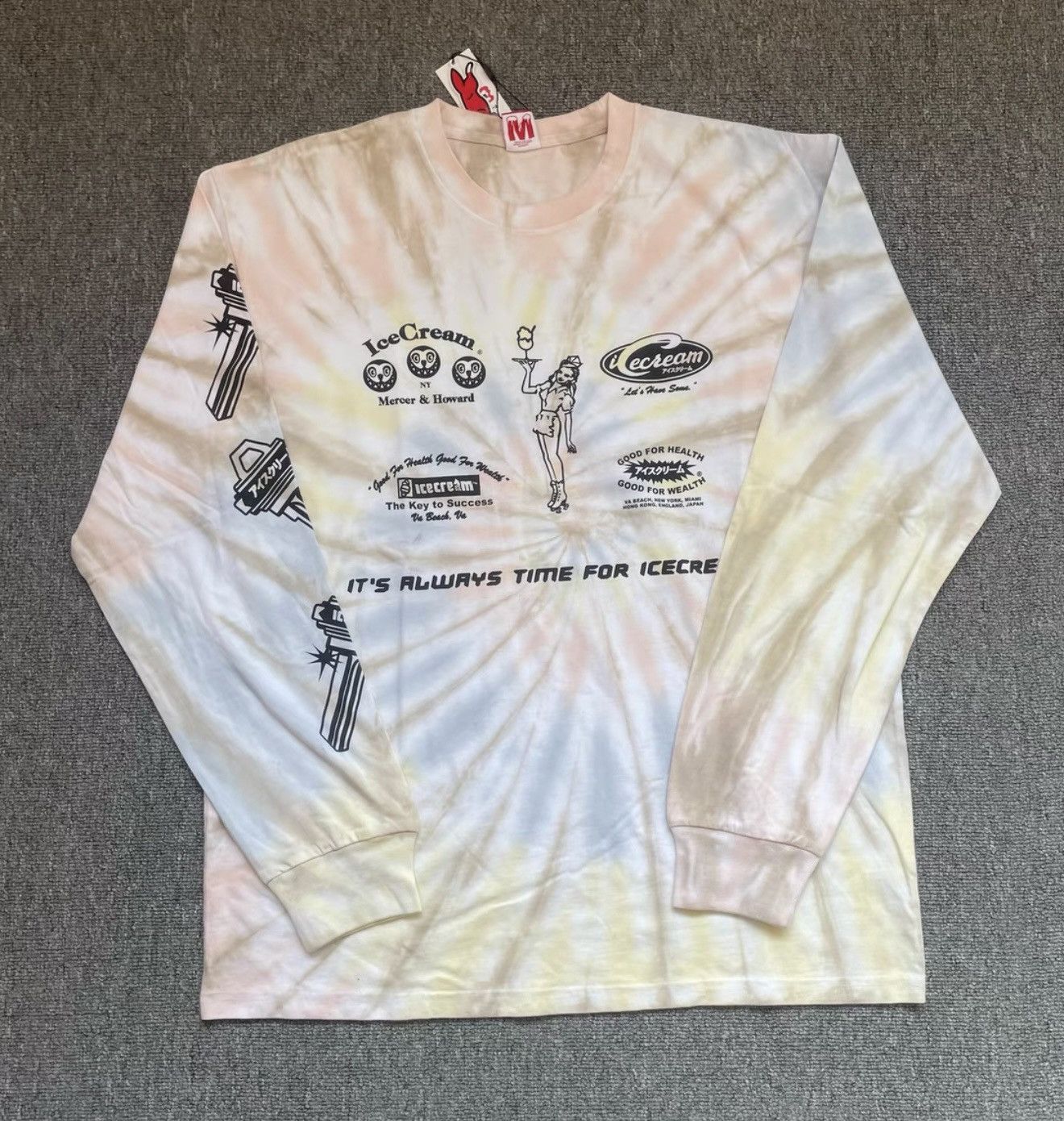 Billionaire Boys Club BBC ICECREAM Tie-Dye Graffiti Long-Sleeved T-Shirt Size US M / EU 48-50 / 2 - 1 Thumbnail