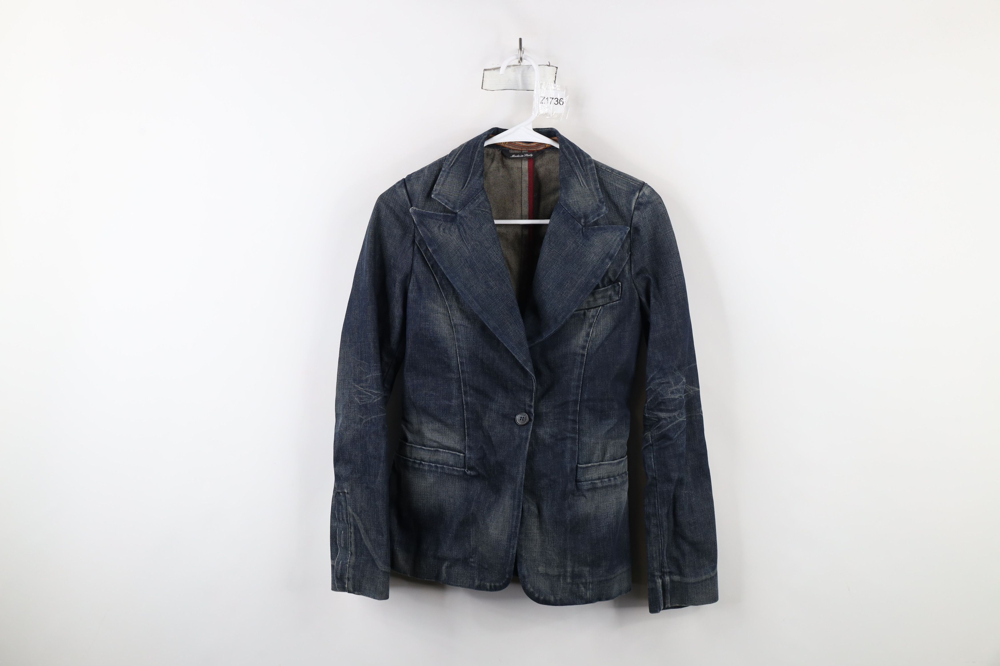 Vintage Notify NFY Distressed Denim Jean Blazer Jacket Raw Denim Size XS / US 0-2 / IT 36-38 - 1 Thumbnail