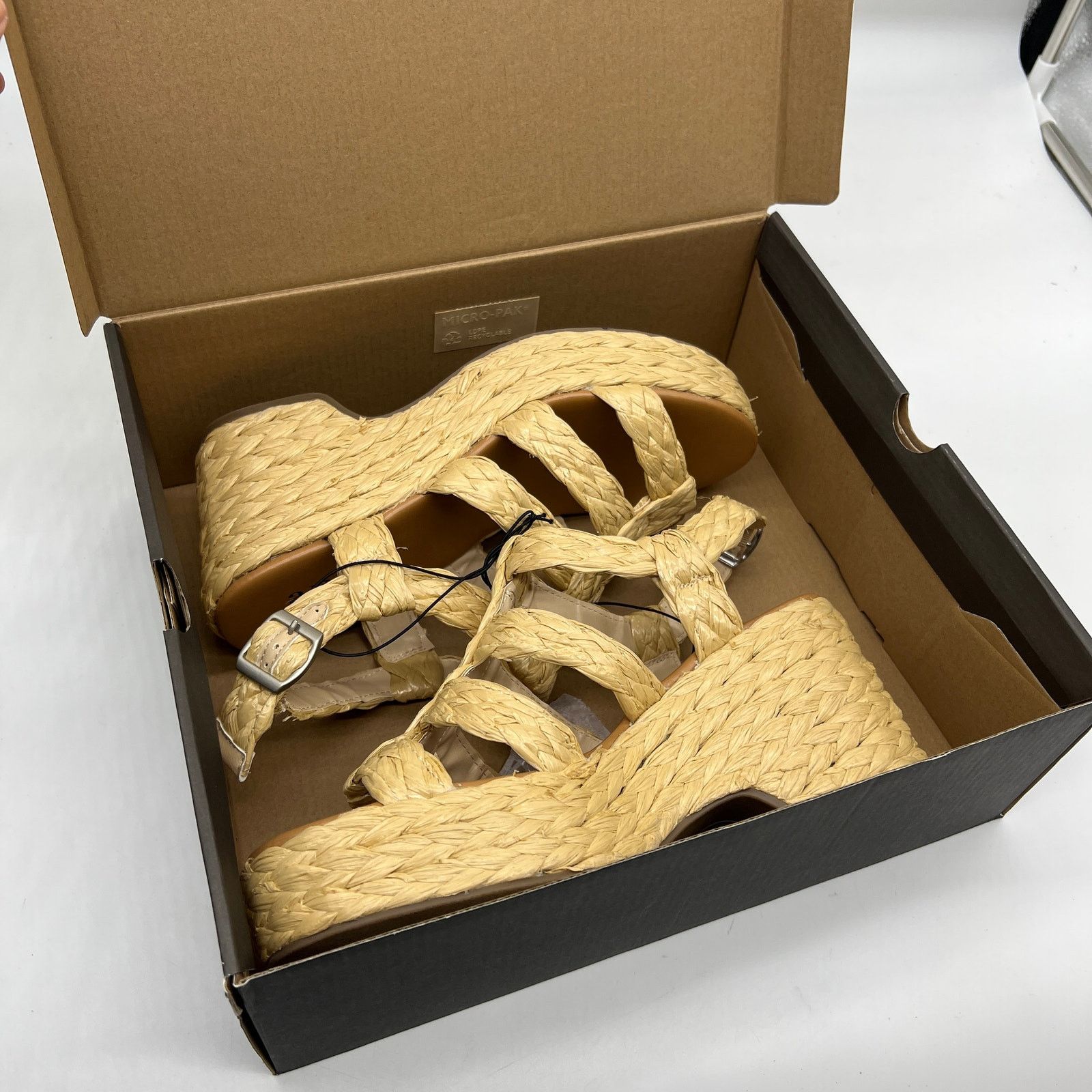 Other a.n.a Womens Merlin Wedge Sandals Brown Natural Size 9M Size US 9 / IT 39 - 15 Thumbnail