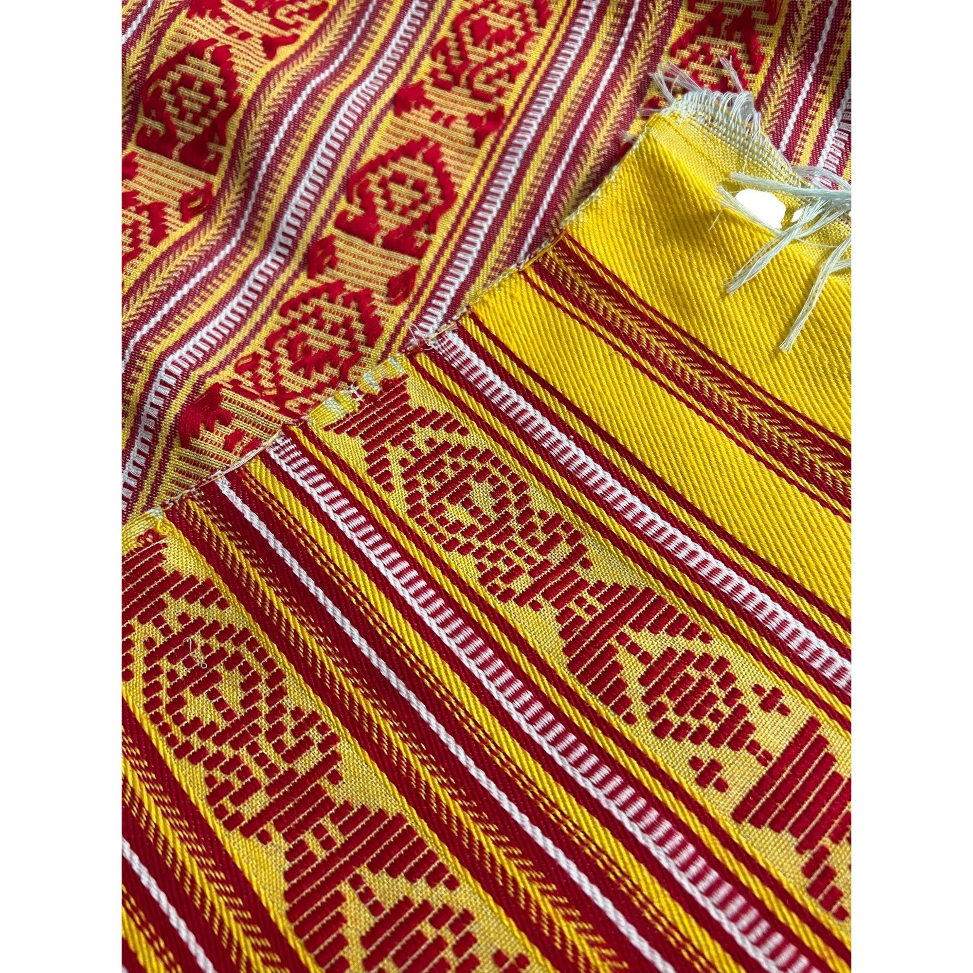 Other Red Yellow White large scarf light green fringe 65" x 33" So Size ONE SIZE - 4 Thumbnail