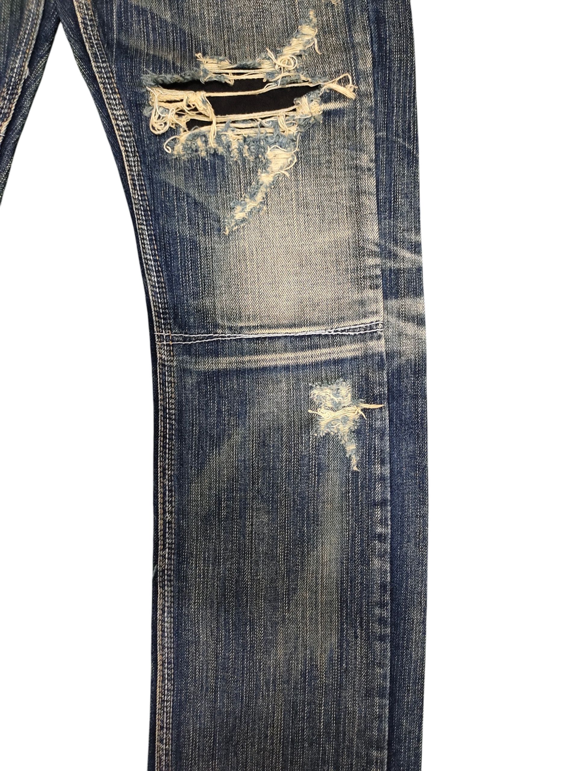 Self Edge Difference Rupert Japan Clawmark Distress Faded Denim Jeans Size US 30 / EU 46 - 3 Thumbnail