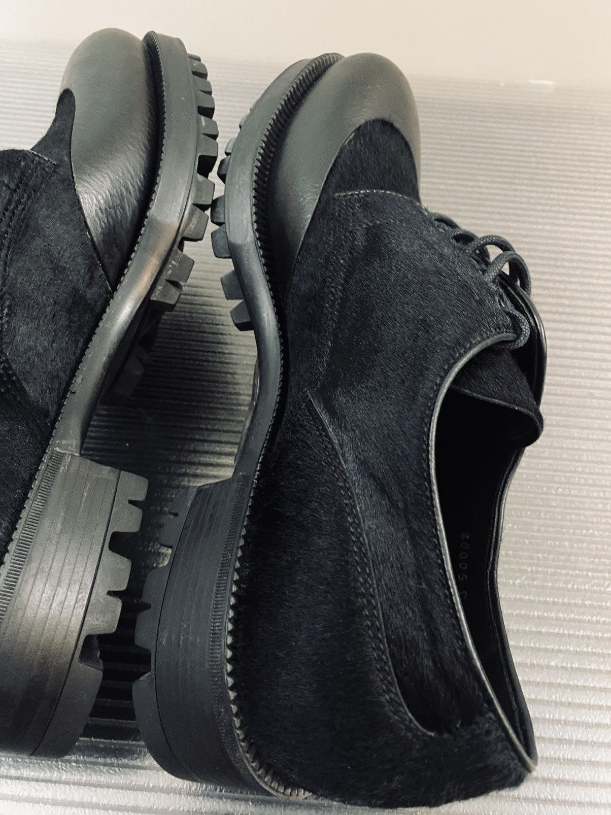 Prada Prada 🇮🇹 Nero NZ Brushed Pony Hair Rubber Dip Toe Derby 9 NEW Size US 8 / EU 41 - 12 Thumbnail