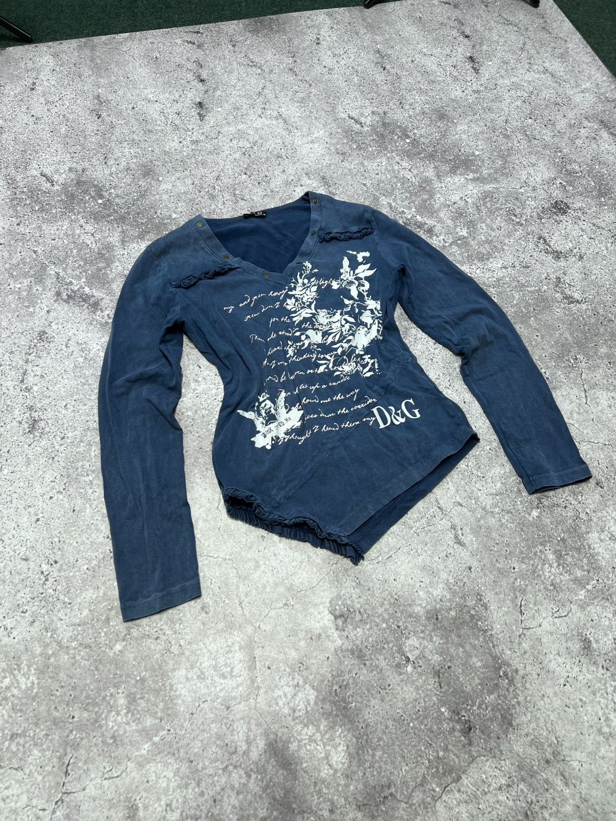 VTG Dolce & Gabbana All Over Print Top Long Sleeve Y2K Style