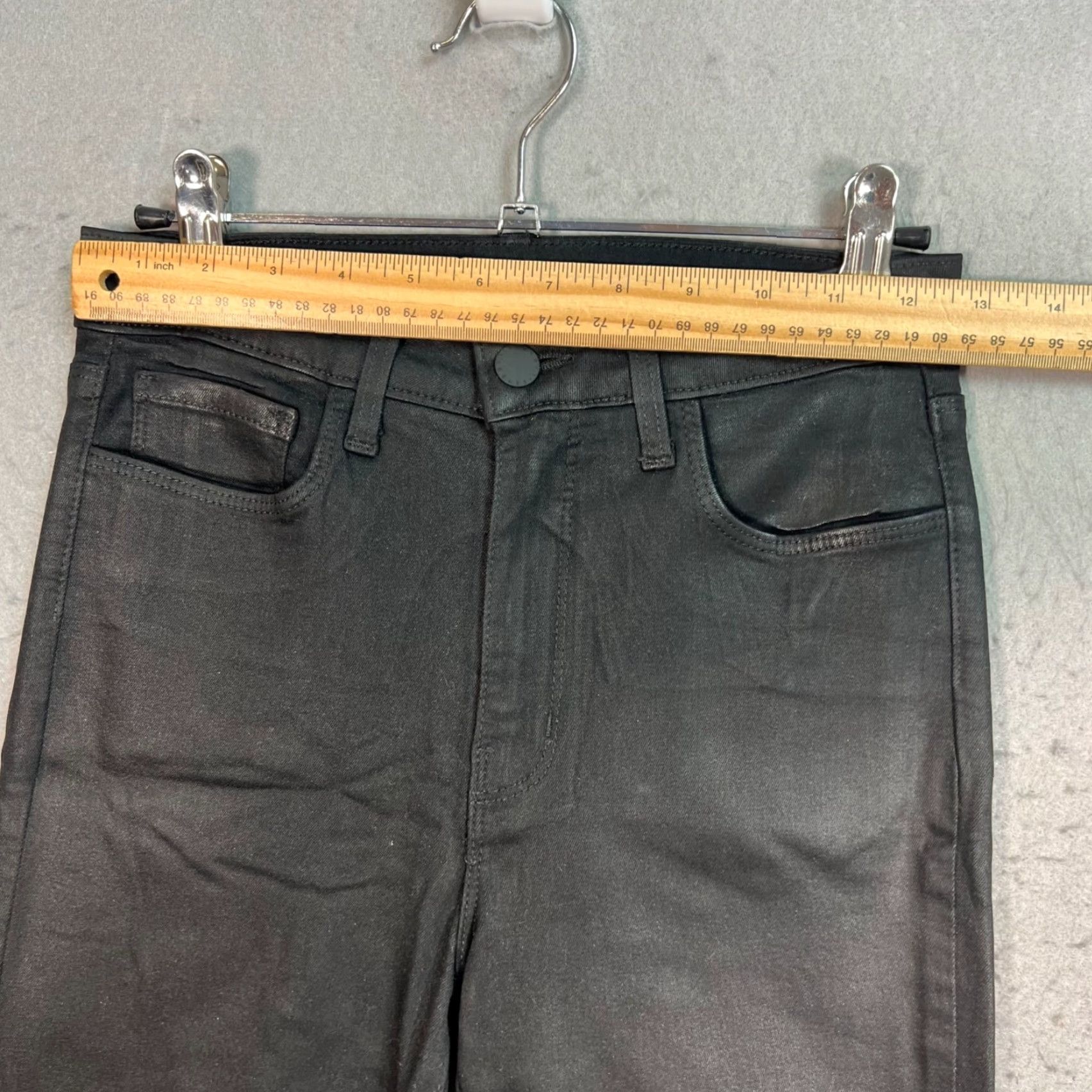 L'AGENCE L'Agence Womens 27 Margot High-Rise Skinny Coated Black Jeans Shirt? Size 27" / US 4 / IT 40 - 6 Thumbnail