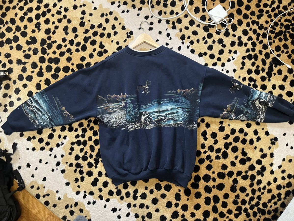 Vintage Vintage Navy Nature Art Sweatshirt ART UNLIMITED Size US XL / EU 56 / 4 - 2 Thumbnail