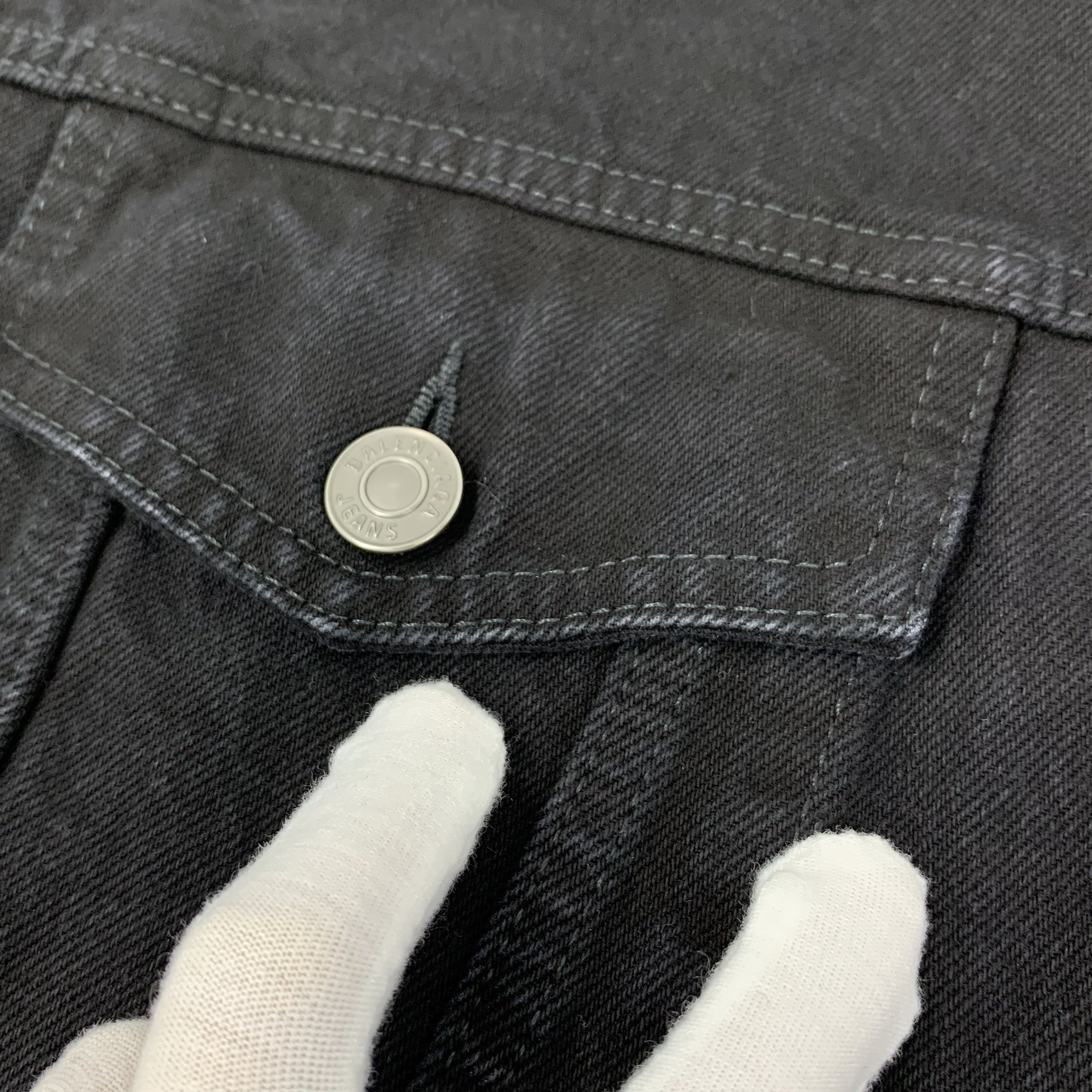 Balenciaga Balenciaga Black Beaded Logo Denim Jacket (Size XS) Size XS / US 0-2 / IT 36-38 - 4 Thumbnail