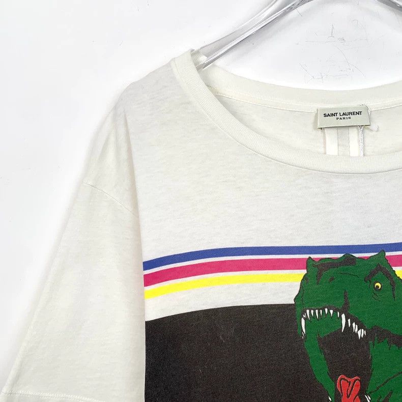 Saint Laurent Paris Saint Laurent White Dinosaur Print Cotton Short Sleeve 2504 Size US XL / EU 56 / 4 - 3 Thumbnail
