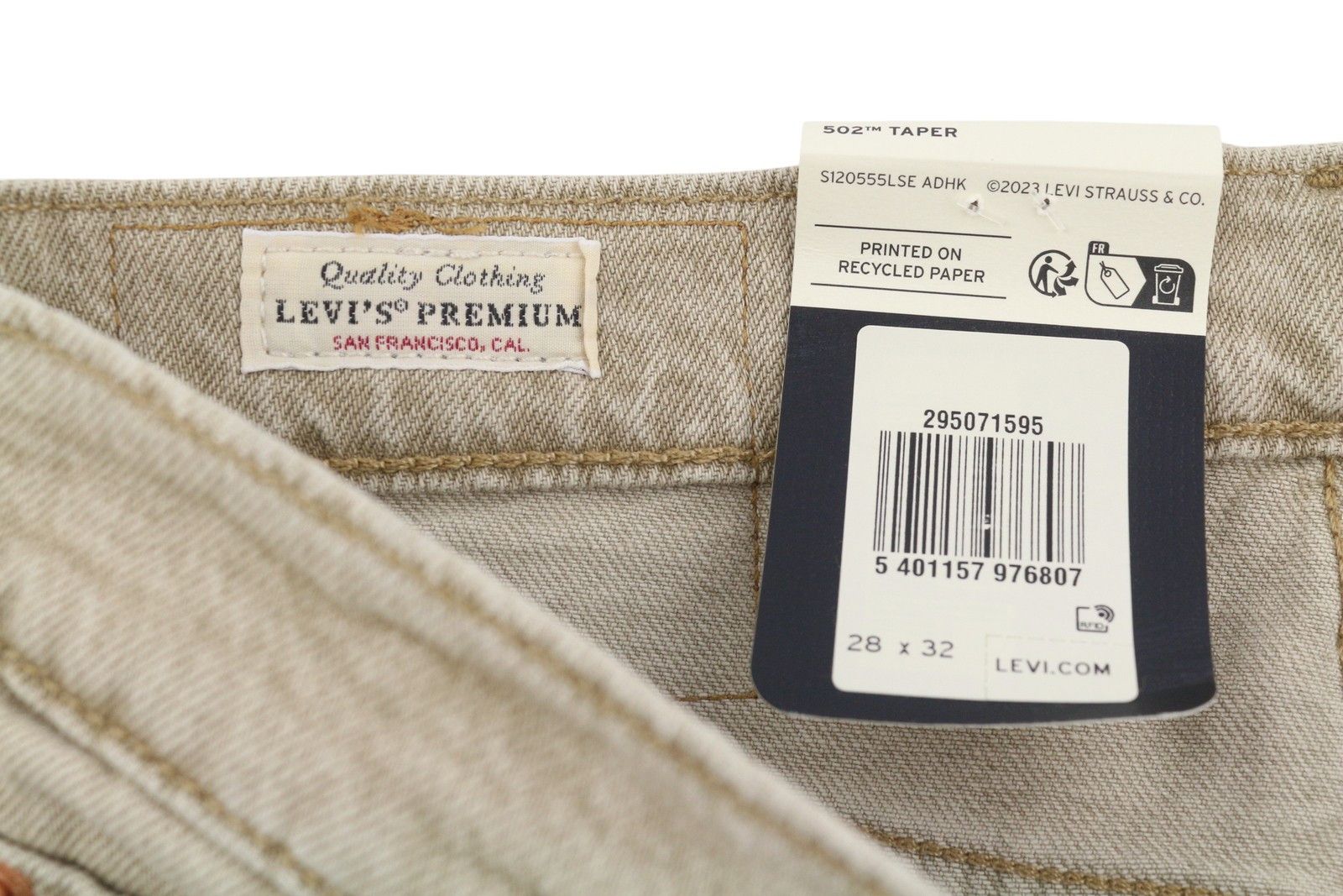 Levi's 502 W28/L32 Beige Big E Taper Zip Jeans 87078 Size US 28 / EU 44 - 7 Thumbnail