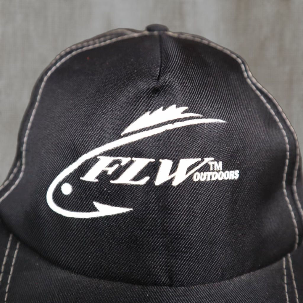 Vintage FLW Outdoors Hat Baseball Cap Mens One Size Black Adjustable Strapback Fishing Theme 90s? Size ONE SIZE - 1 Thumbnail