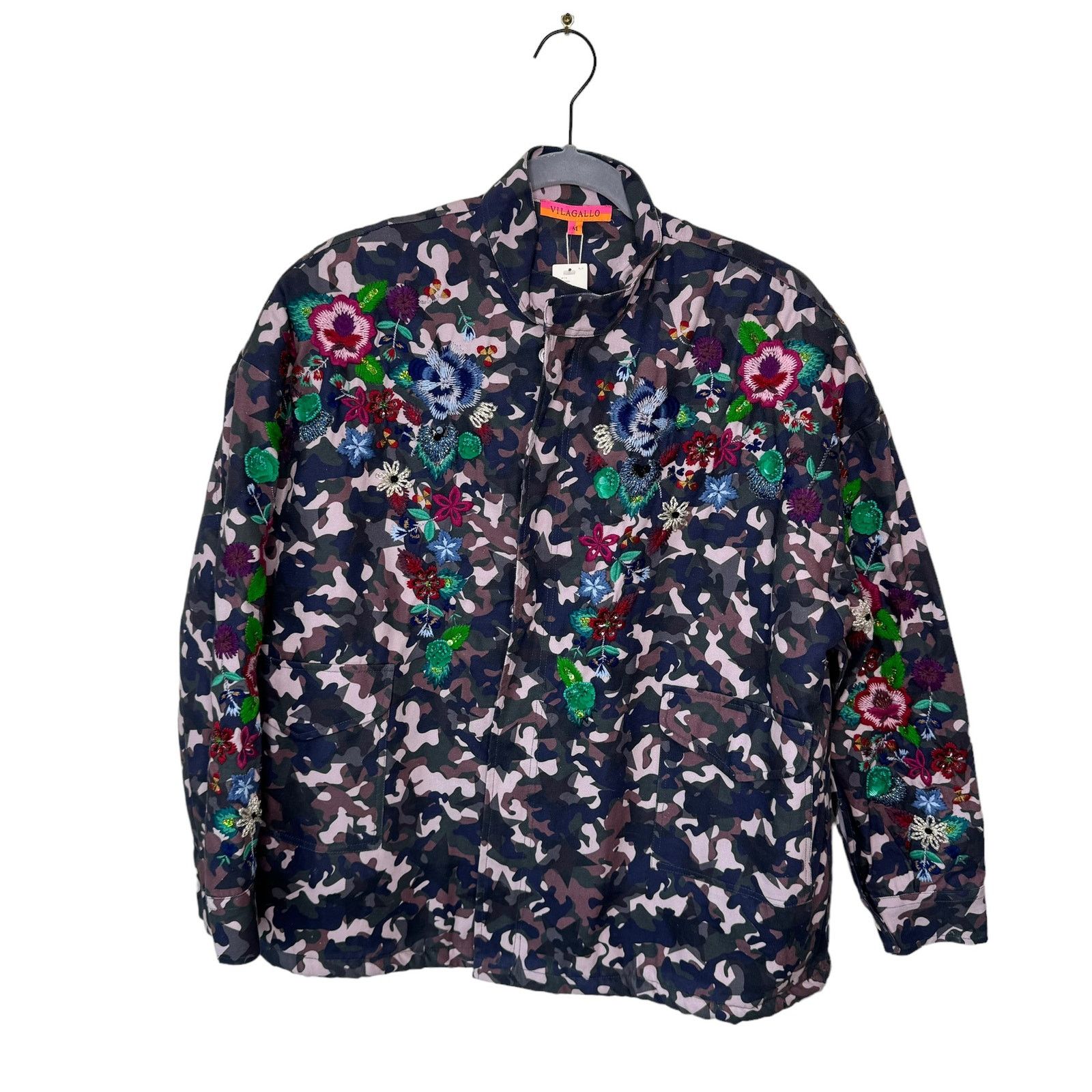 Vilagallo Vilagallo Oversized Embroidered Camo Sequin Jacket Size M / US 6-8 / IT 42-44 - 7 Thumbnail