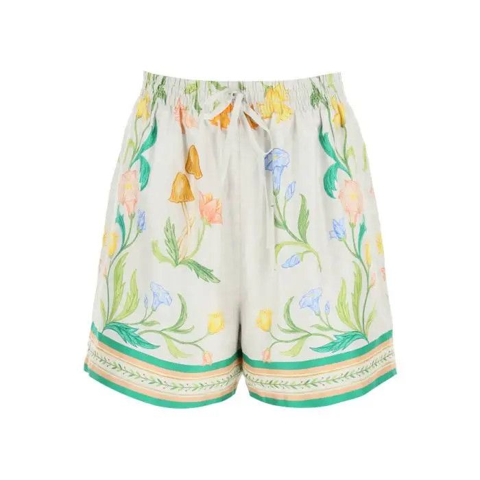 image of Casablanca O1S22I1N0424 Fleurie Silk Shorts In White, Women's (Size 26)