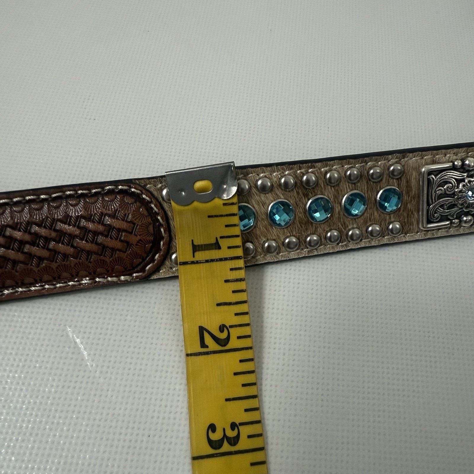 Nocona Nocona Western Belt Leather Rhinestone Horse Hair Studded Size ONE SIZE - 6 Thumbnail